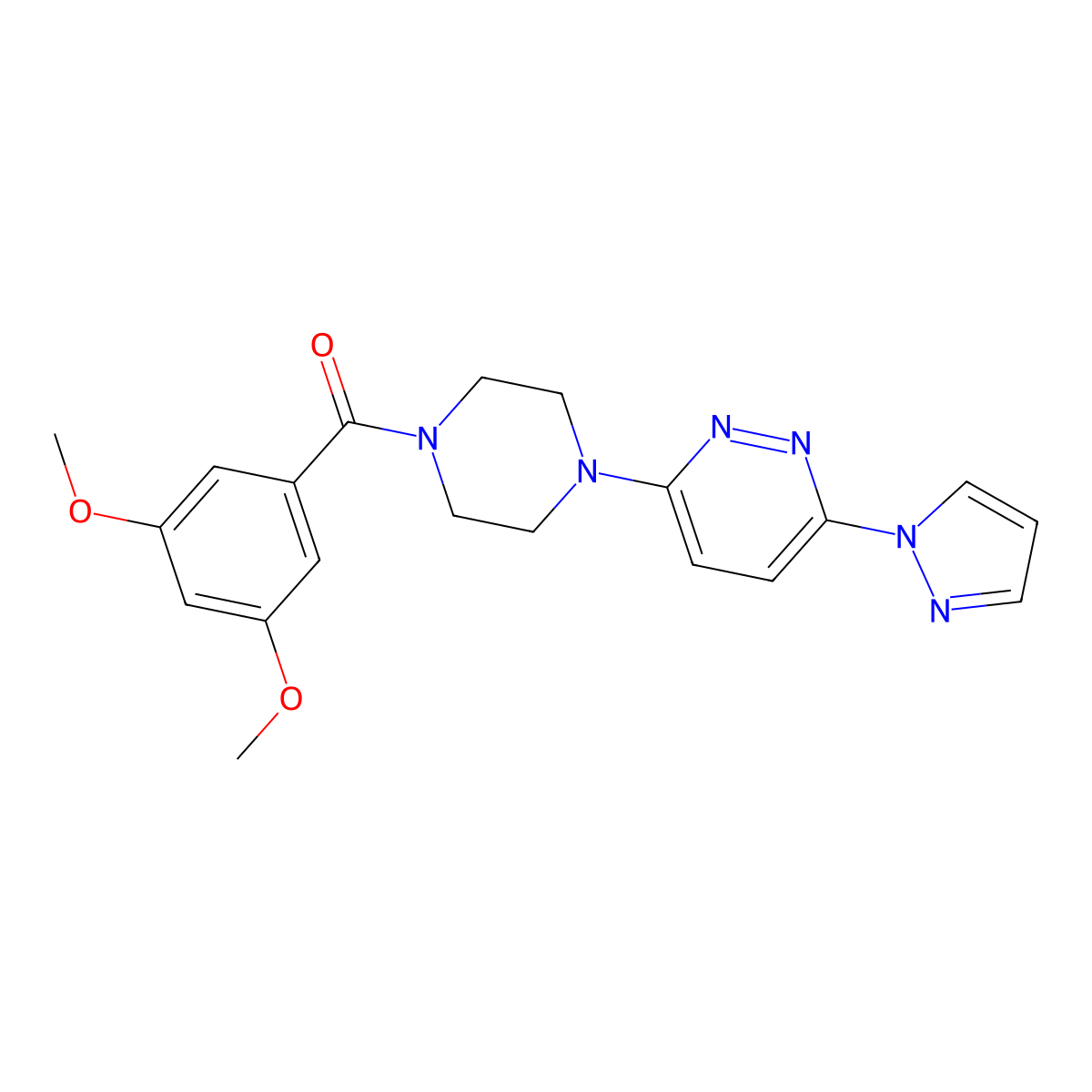 (4-(6-(1H-pyrazol-1-yl)pyridazin-3-yl)piperazin-1-yl)(3,5-dimethoxyphenyl)methanone molecular structure, CAS 1019100-50-5