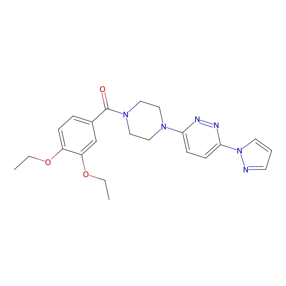 3-[4-(3,4-diethoxybenzoyl)piperazin-1-yl]-6-(1H-pyrazol-1-yl)pyridazine molecular structure, CAS 1019100-51-6