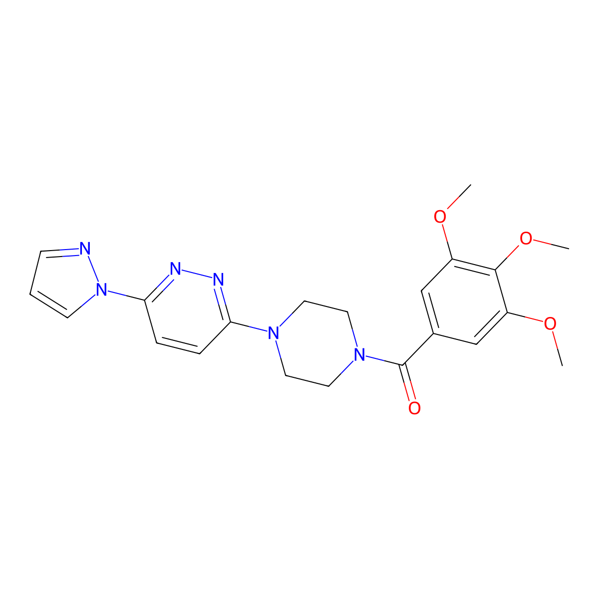 3-(1H-pyrazol-1-yl)-6-[4-(3,4,5-trimethoxybenzoyl)piperazin-1-yl]pyridazine molecular structure, CAS 1019100-52-7