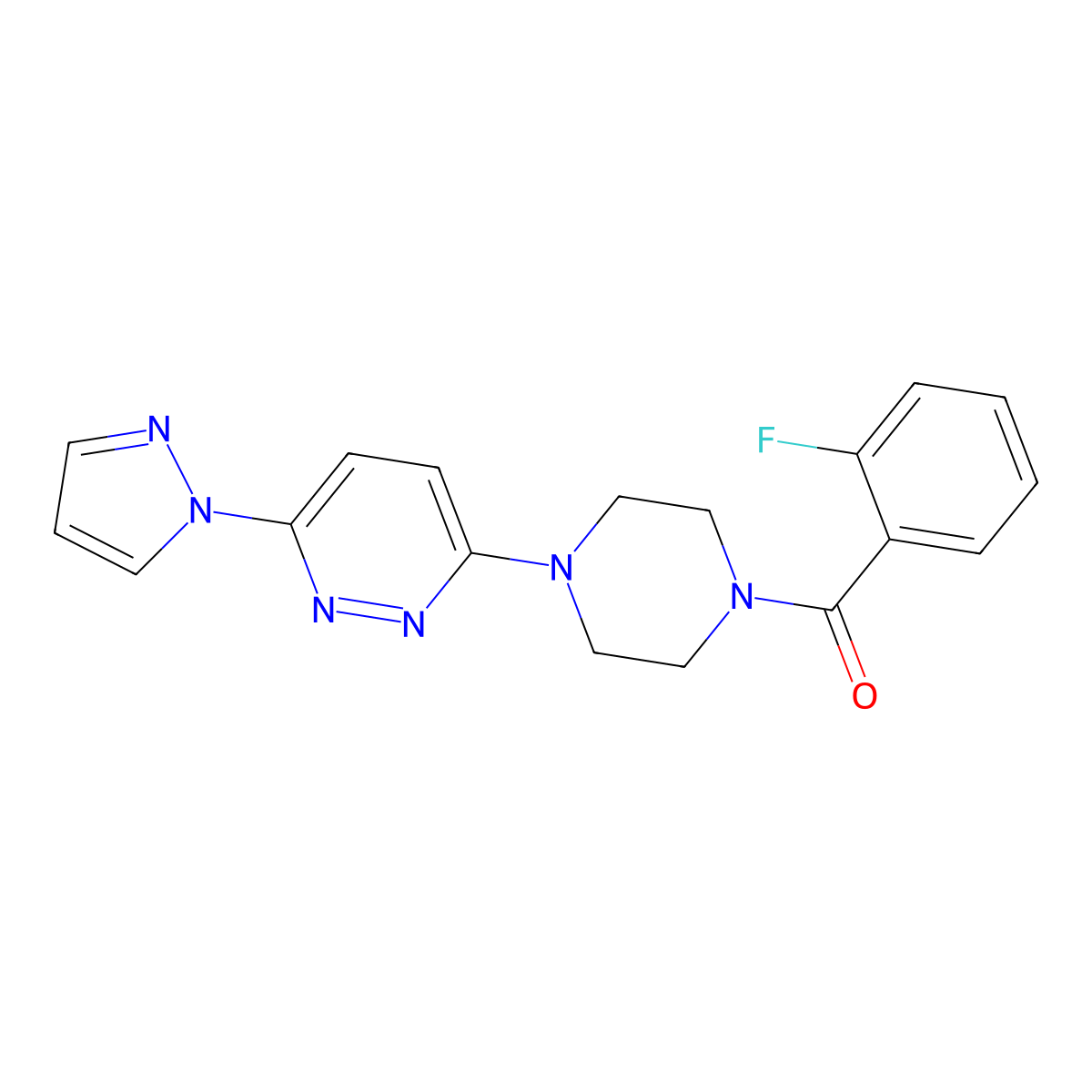 3-[4-(2-fluorobenzoyl)piperazin-1-yl]-6-(1H-pyrazol-1-yl)pyridazine molecular structure, CAS 1019100-53-8