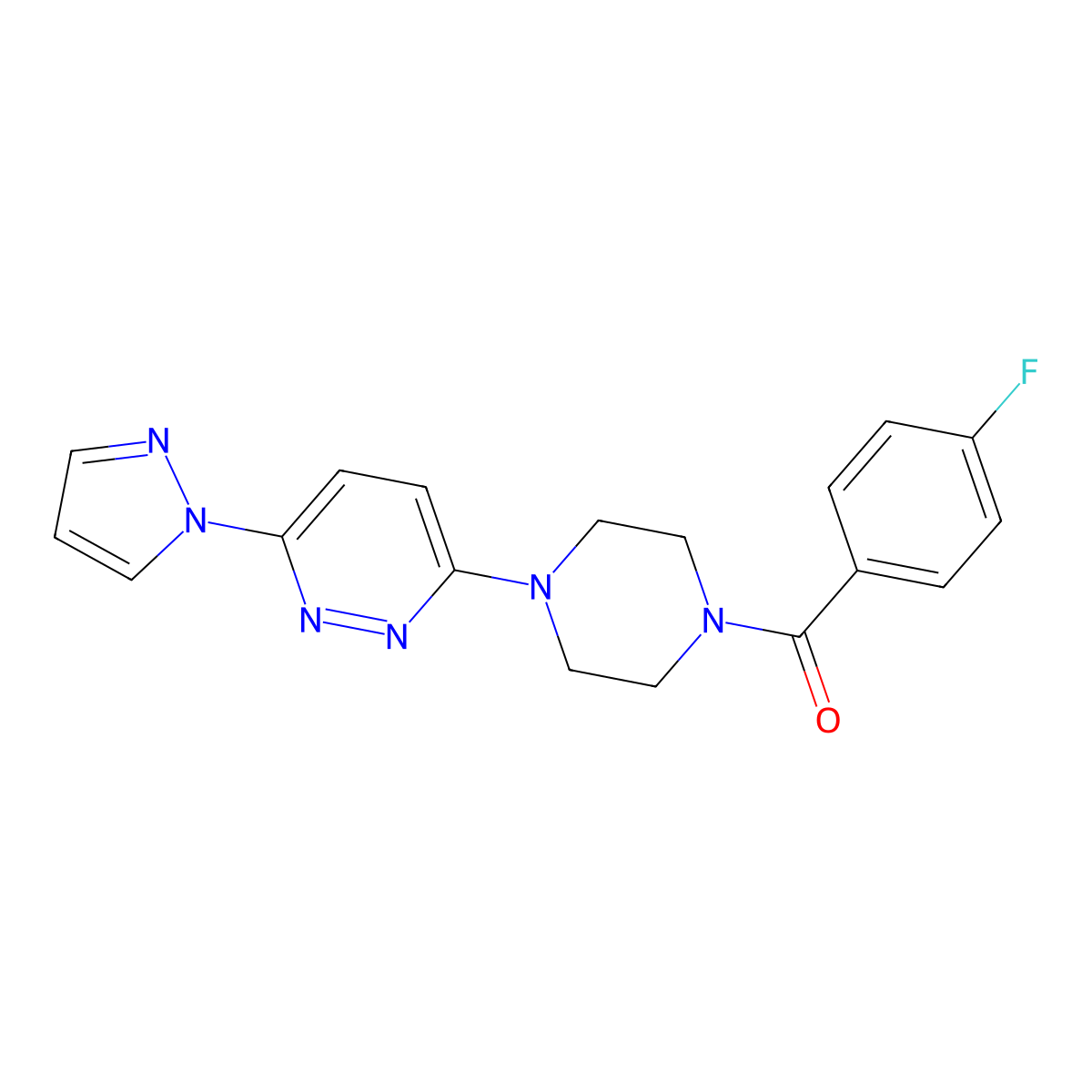 3-[4-(4-fluorobenzoyl)piperazin-1-yl]-6-(1H-pyrazol-1-yl)pyridazine molecular structure, CAS 1019100-55-0