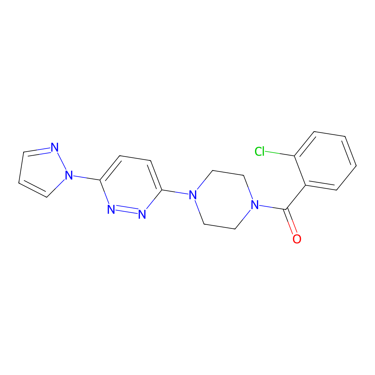 3-[4-(2-chlorobenzoyl)piperazin-1-yl]-6-(1H-pyrazol-1-yl)pyridazine molecular structure, CAS 1019100-56-1