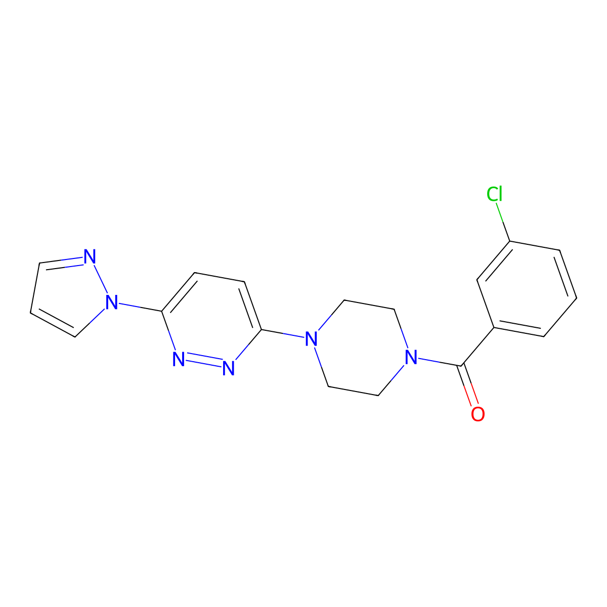 3-[4-(3-chlorobenzoyl)piperazin-1-yl]-6-(1H-pyrazol-1-yl)pyridazine molecular structure, CAS 1019100-57-2