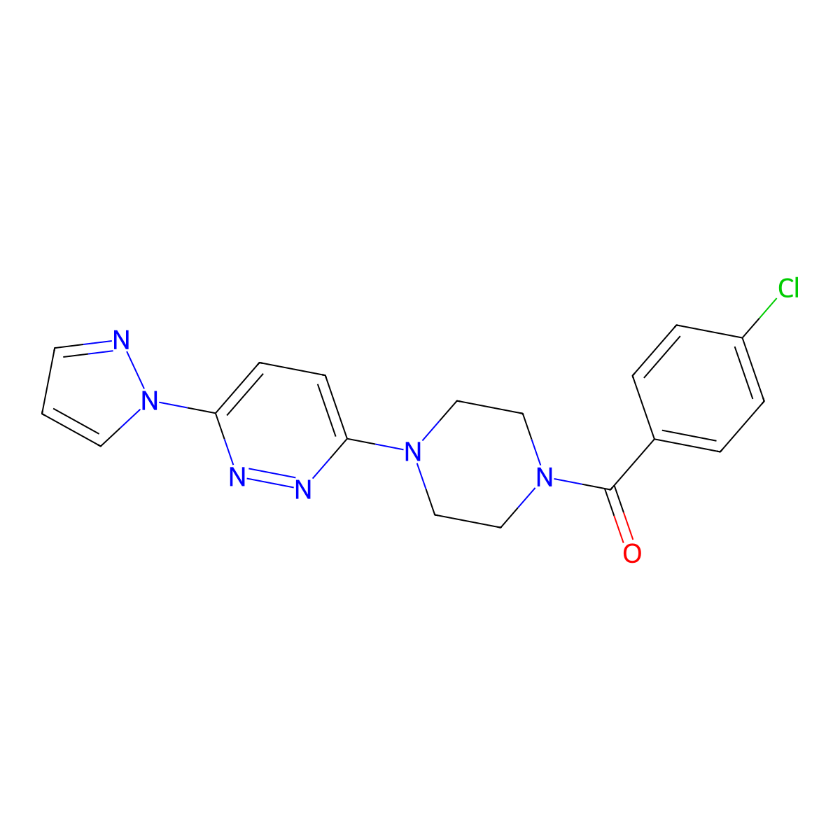 3-[4-(4-chlorobenzoyl)piperazin-1-yl]-6-(1H-pyrazol-1-yl)pyridazine molecular structure, CAS 1019100-58-3