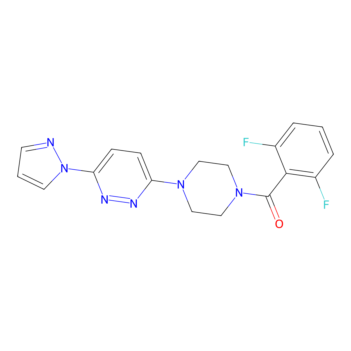 3-[4-(2,6-difluorobenzoyl)piperazin-1-yl]-6-(1H-pyrazol-1-yl)pyridazine molecular structure, CAS 1019100-62-9