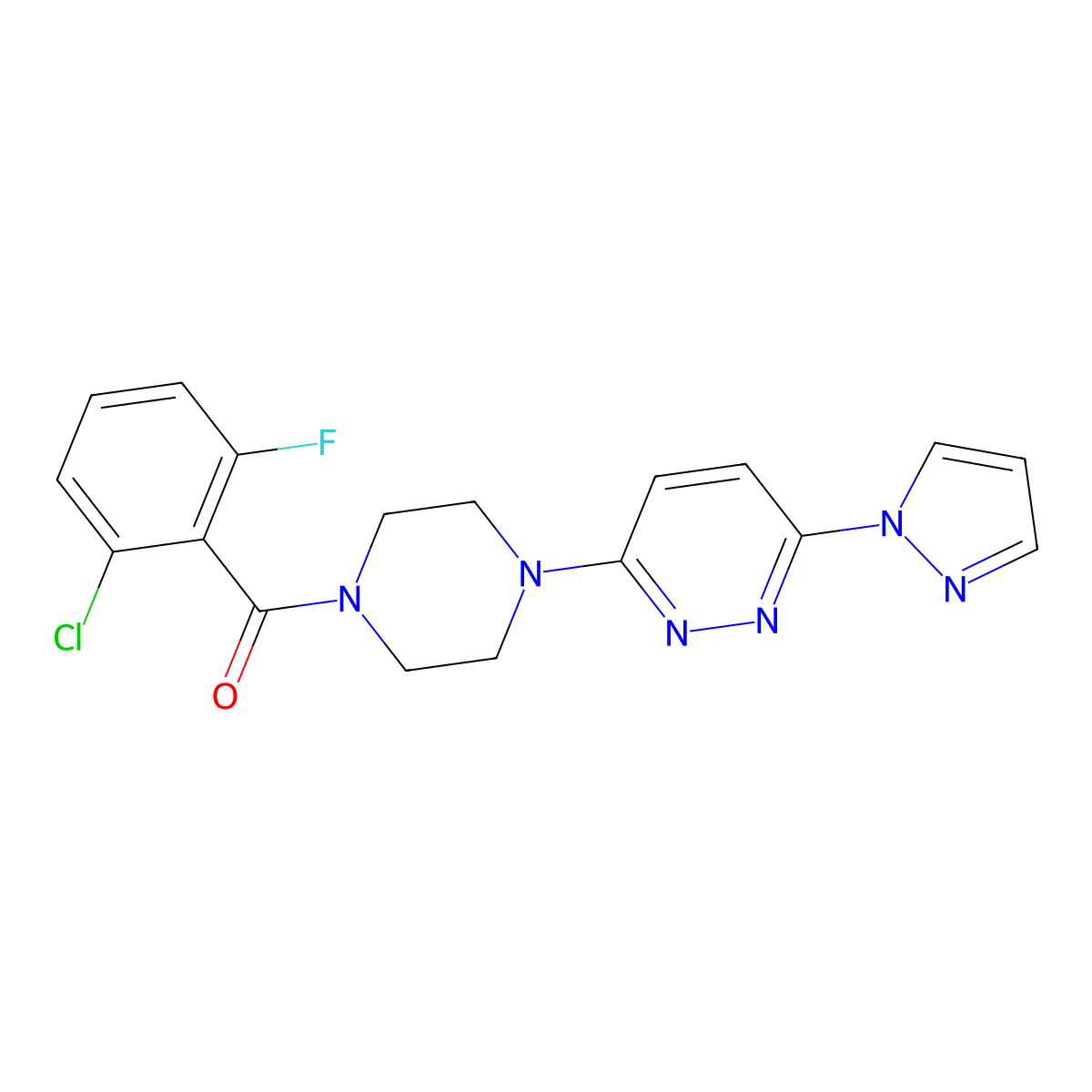3-[4-(2-chloro-6-fluorobenzoyl)piperazin-1-yl]-6-(1H-pyrazol-1-yl)pyridazine molecular structure, CAS 1019100-63-0