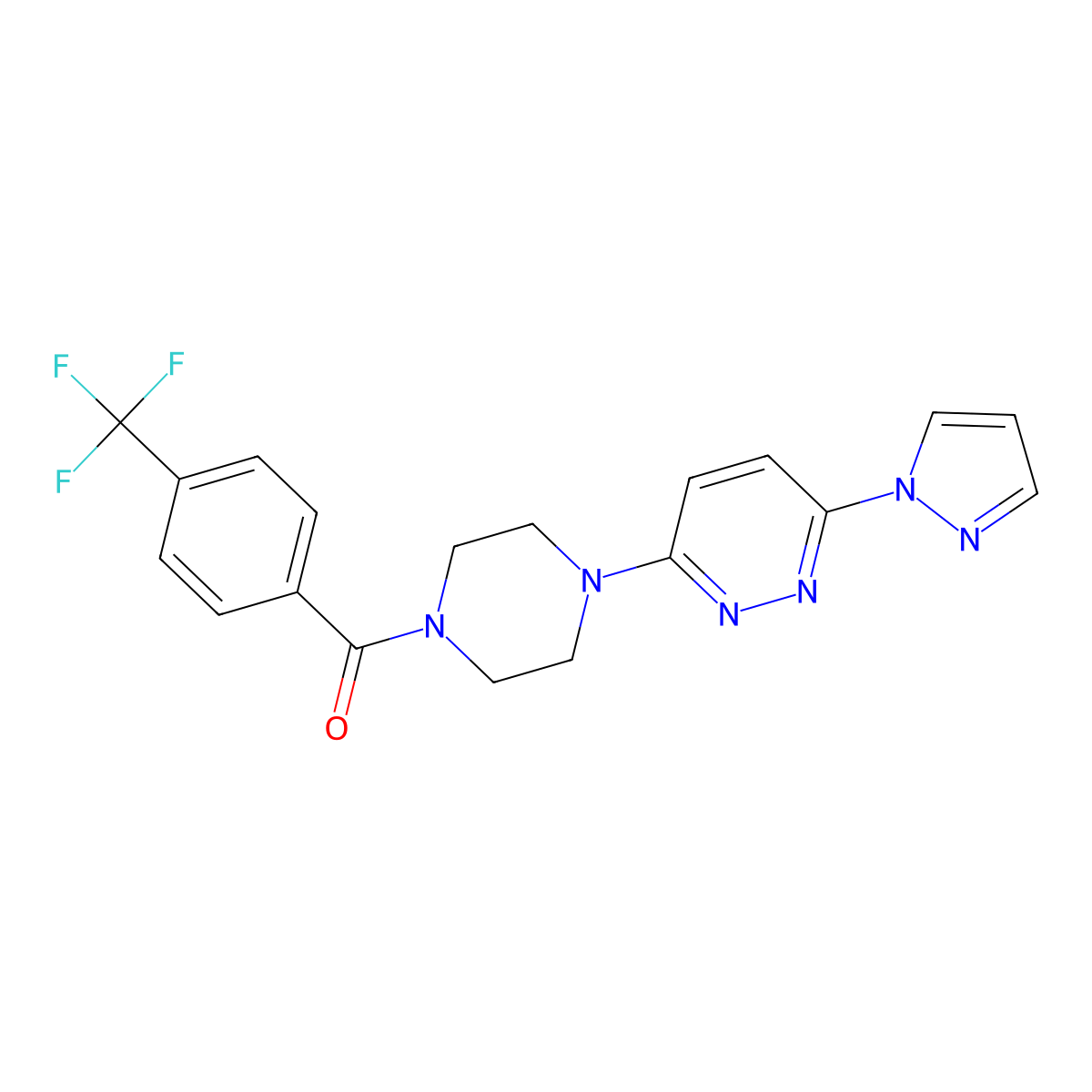 3-(1H-pyrazol-1-yl)-6-{4-[4-(trifluoromethyl)benzoyl]piperazin-1-yl}pyridazine molecular structure, CAS 1019100-66-3