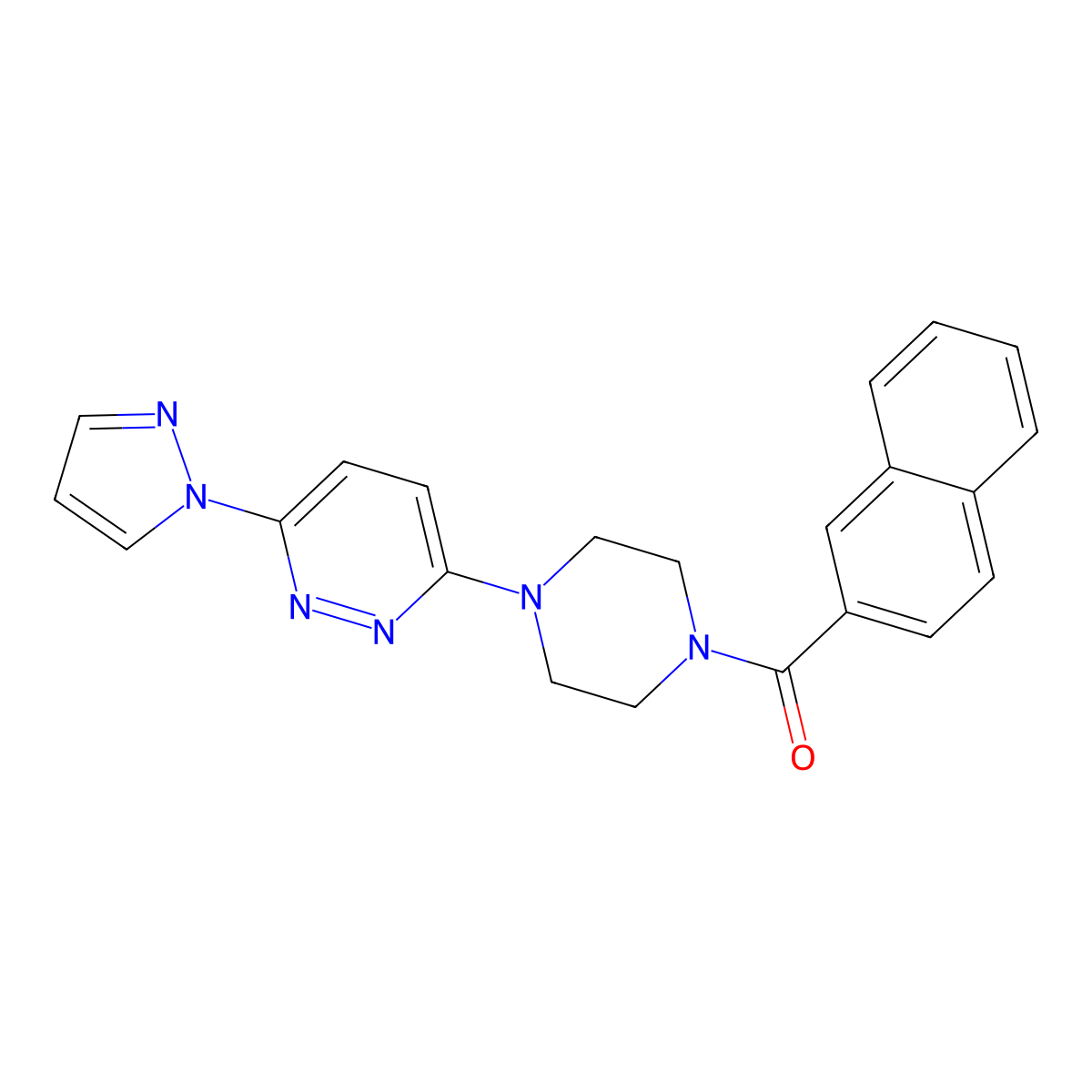 3-[4-(naphthalene-2-carbonyl)piperazin-1-yl]-6-(1H-pyrazol-1-yl)pyridazine molecular structure, CAS 1019100-67-4