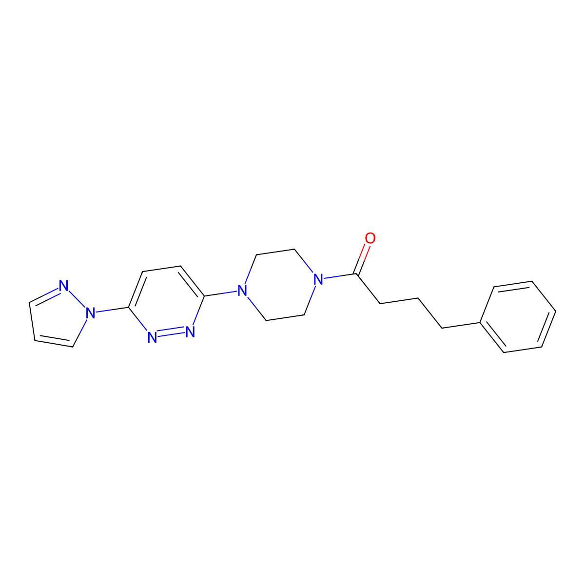 4-phenyl-1-{4-[6-(1H-pyrazol-1-yl)pyridazin-3-yl]piperazin-1-yl}butan-1-one molecular structure, CAS 1019100-73-2