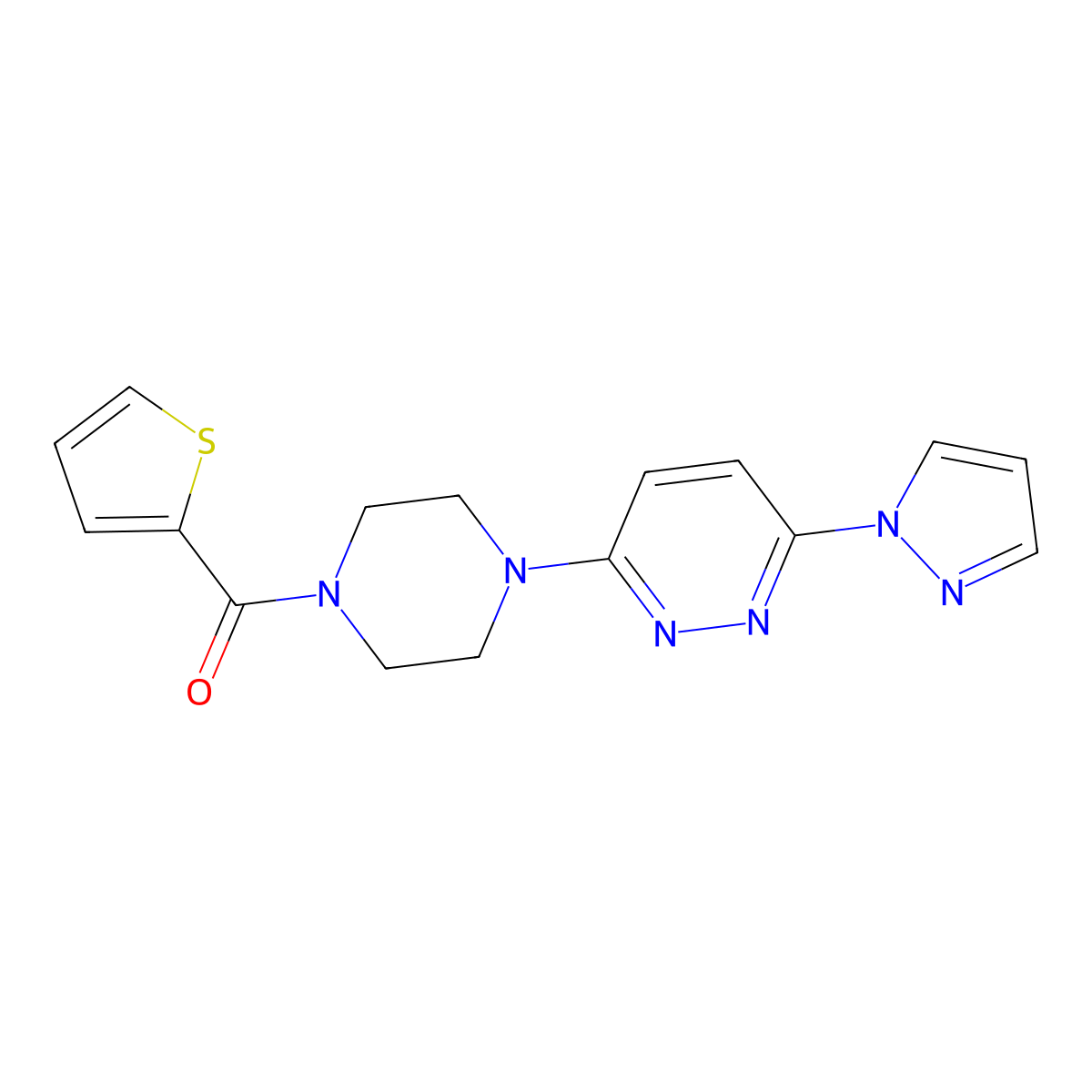 3-(1H-pyrazol-1-yl)-6-[4-(thiophene-2-carbonyl)piperazin-1-yl]pyridazine molecular structure, CAS 1019100-74-3