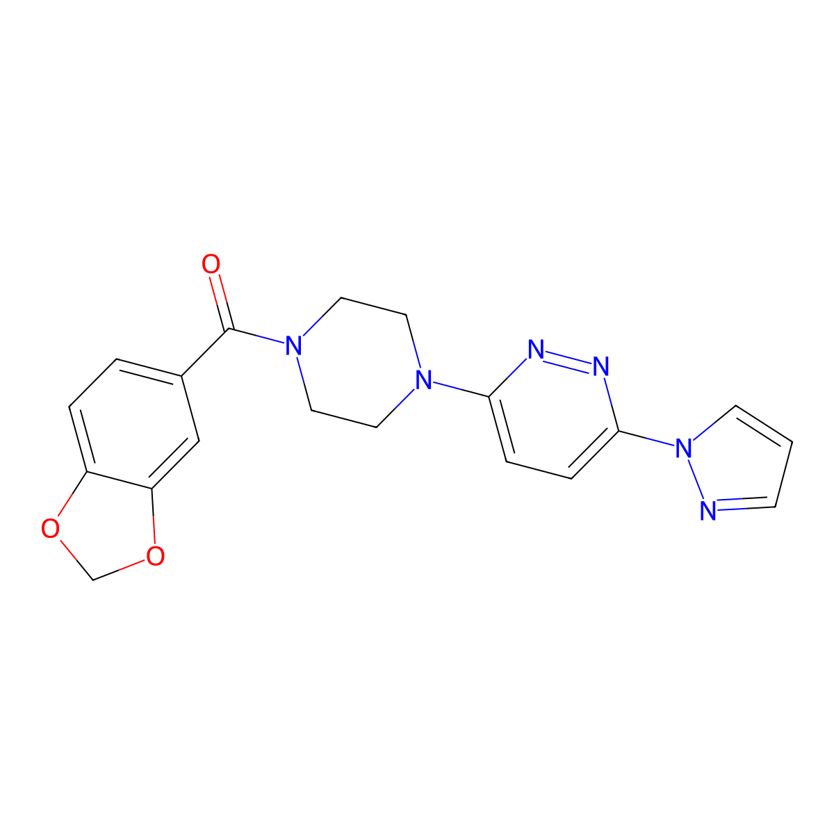 (4-(6-(1H-pyrazol-1-yl)pyridazin-3-yl)piperazin-1-yl)(benzo[d][1,3]dioxol-5-yl)methanone molecular structure, CAS 1019100-78-7