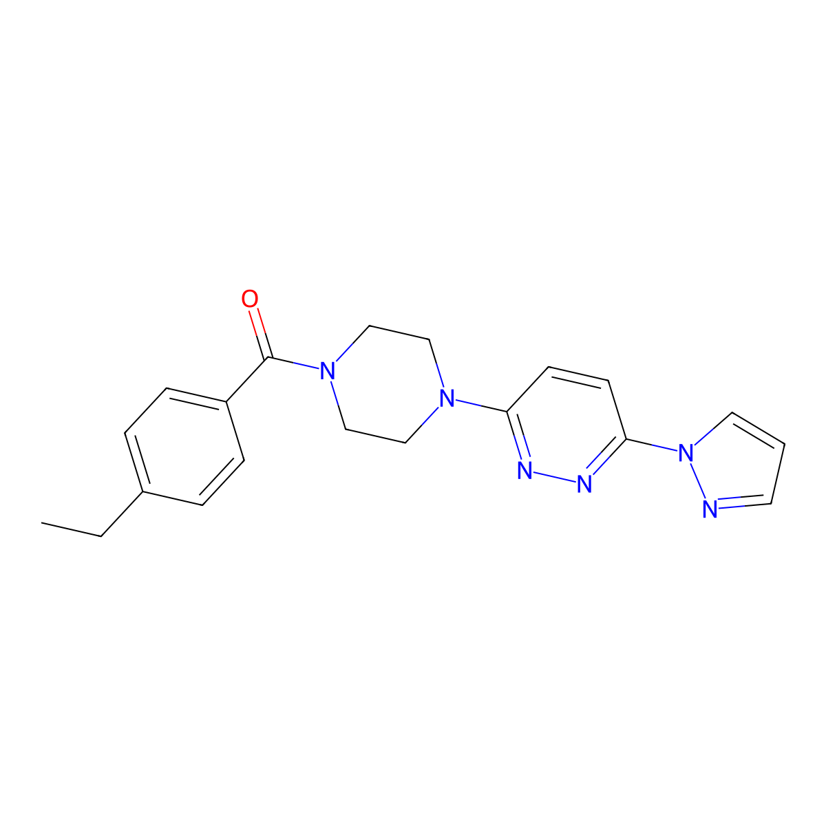 3-[4-(4-ethylbenzoyl)piperazin-1-yl]-6-(1H-pyrazol-1-yl)pyridazine molecular structure, CAS 1019100-81-2