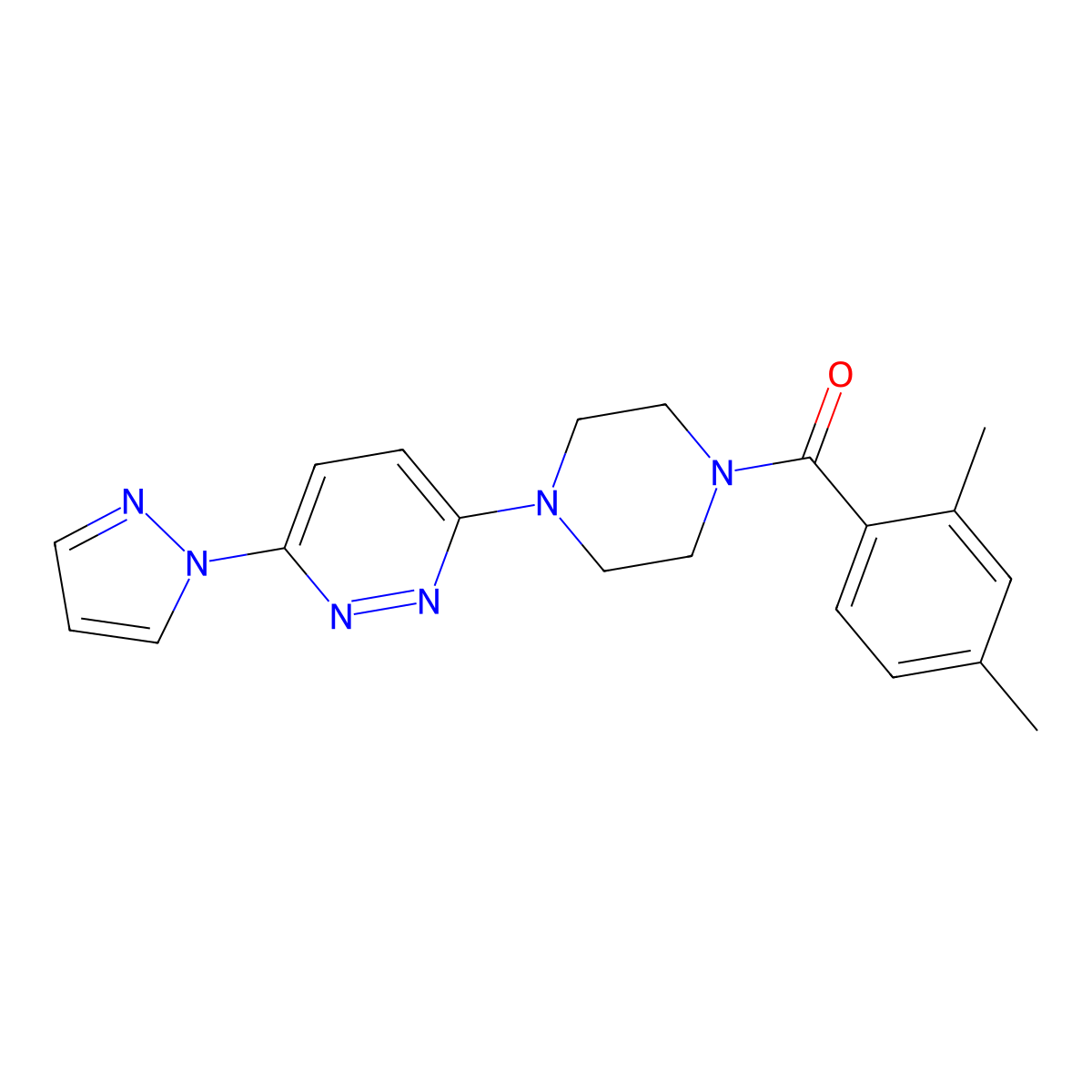 3-[4-(2,4-dimethylbenzoyl)piperazin-1-yl]-6-(1H-pyrazol-1-yl)pyridazine molecular structure, CAS 1019100-83-4