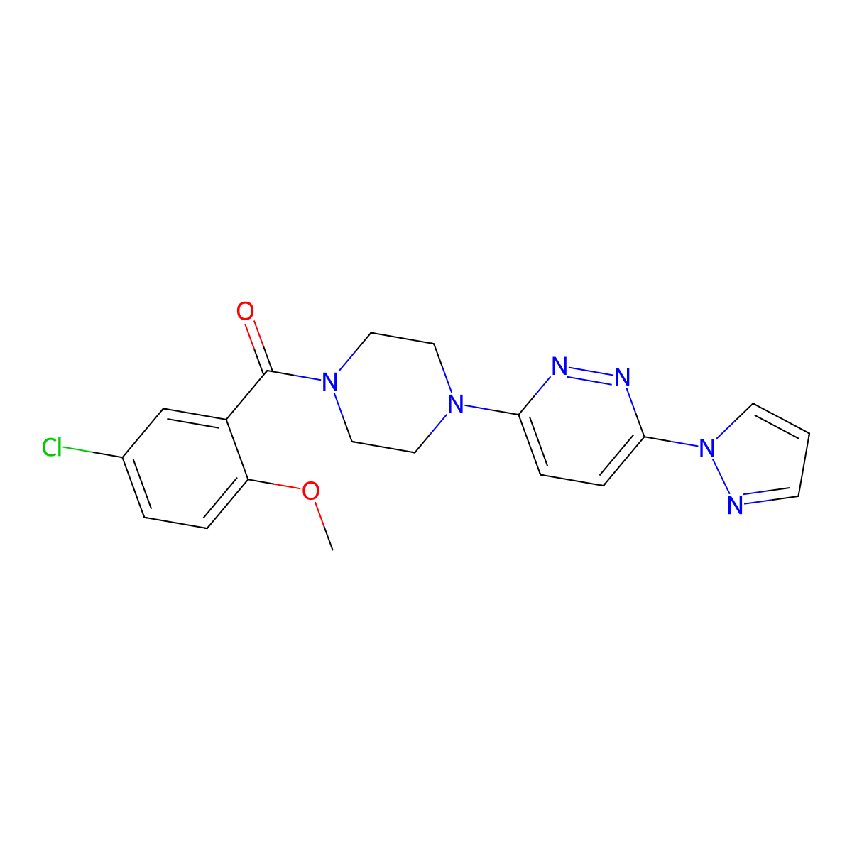 3-[4-(5-chloro-2-methoxybenzoyl)piperazin-1-yl]-6-(1H-pyrazol-1-yl)pyridazine molecular structure, CAS 1019100-84-5