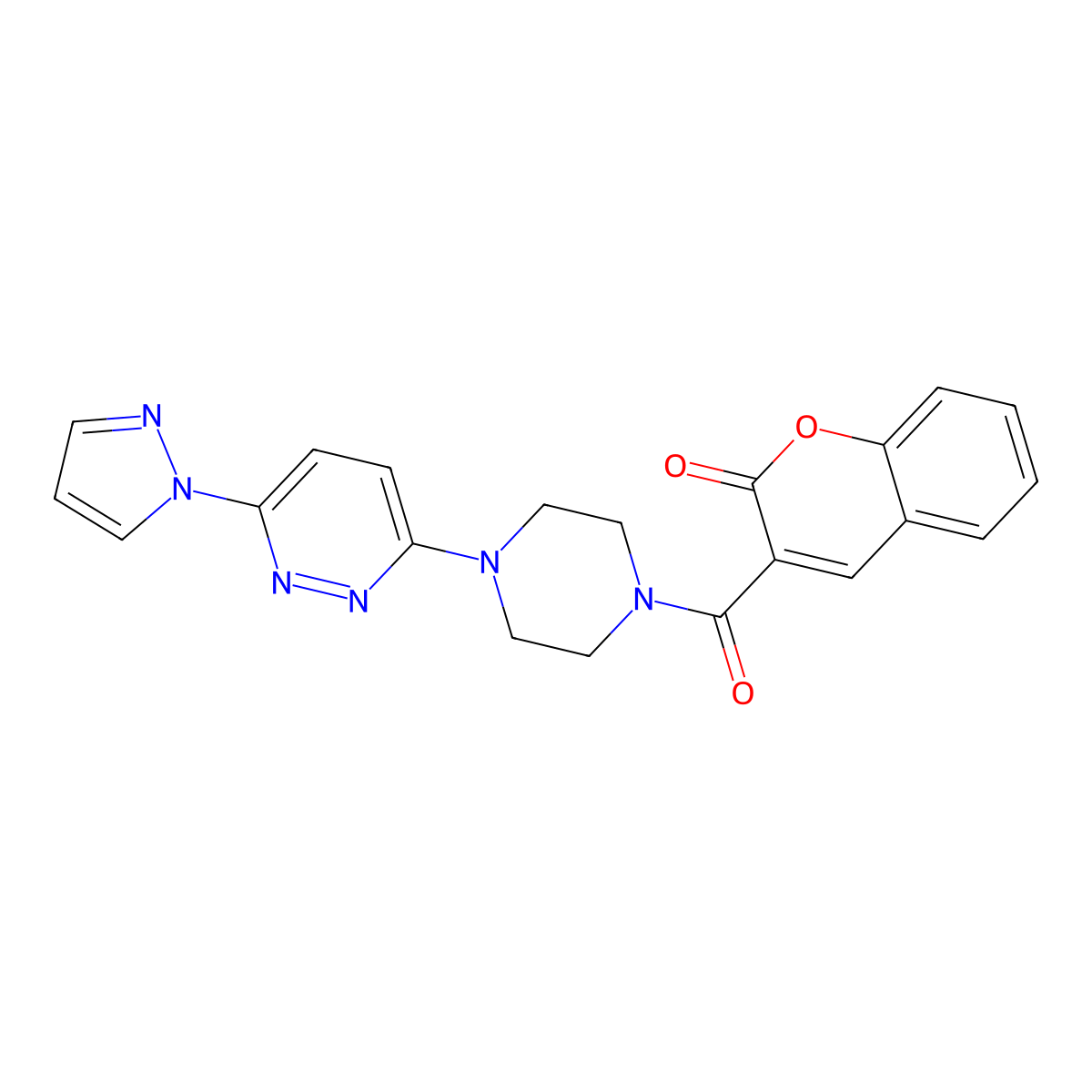 3-(4-(6-(1H-pyrazol-1-yl)pyridazin-3-yl)piperazine-1-carbonyl)-2H-chromen-2-one molecular structure, CAS 1019100-87-8