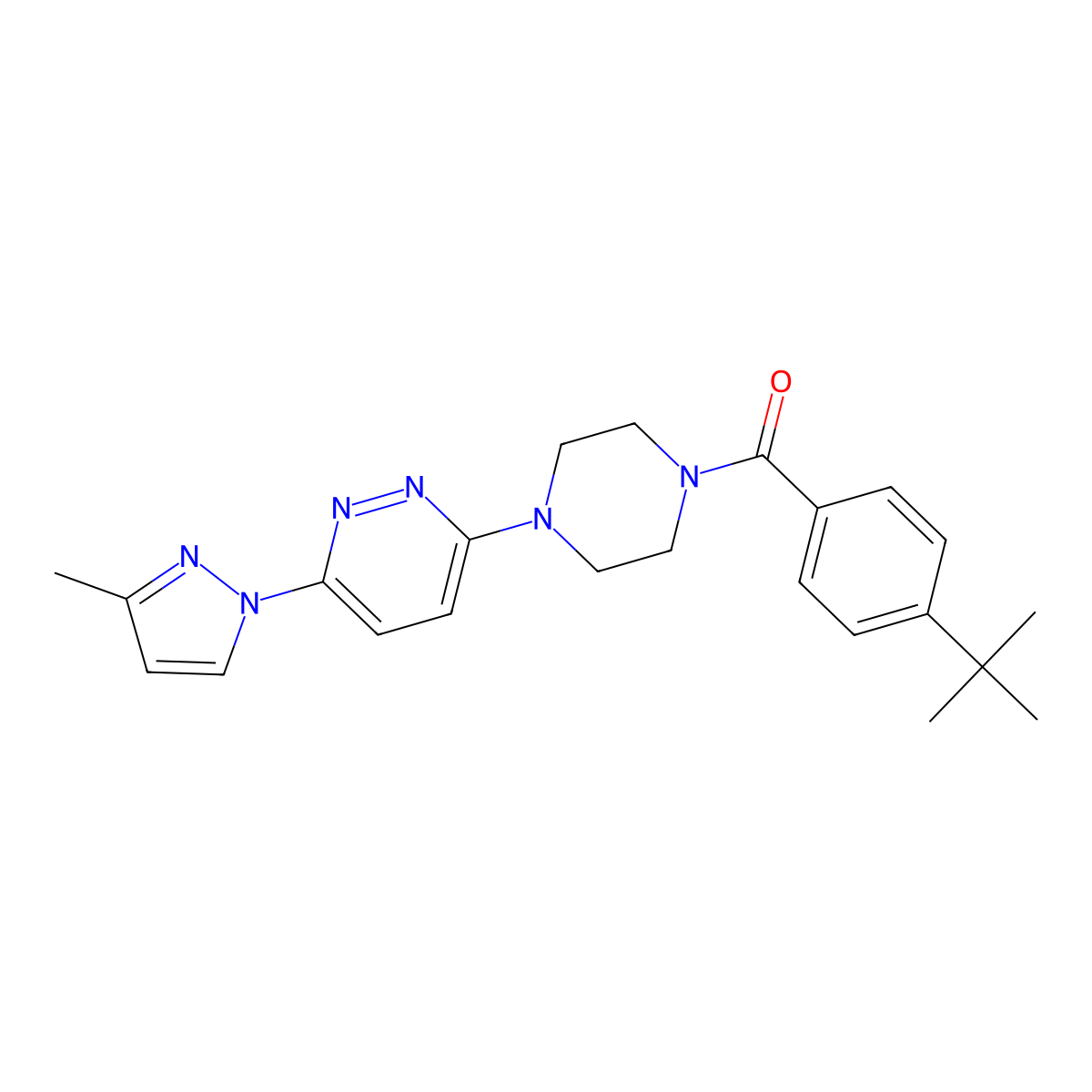 3-[4-(4-tert-butylbenzoyl)piperazin-1-yl]-6-(3-methyl-1H-pyrazol-1-yl)pyridazine molecular structure, CAS 1019100-88-9