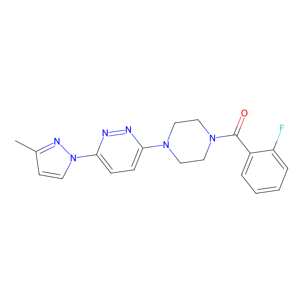 3-[4-(2-fluorobenzoyl)piperazin-1-yl]-6-(3-methyl-1H-pyrazol-1-yl)pyridazine molecular structure, CAS 1019100-94-7