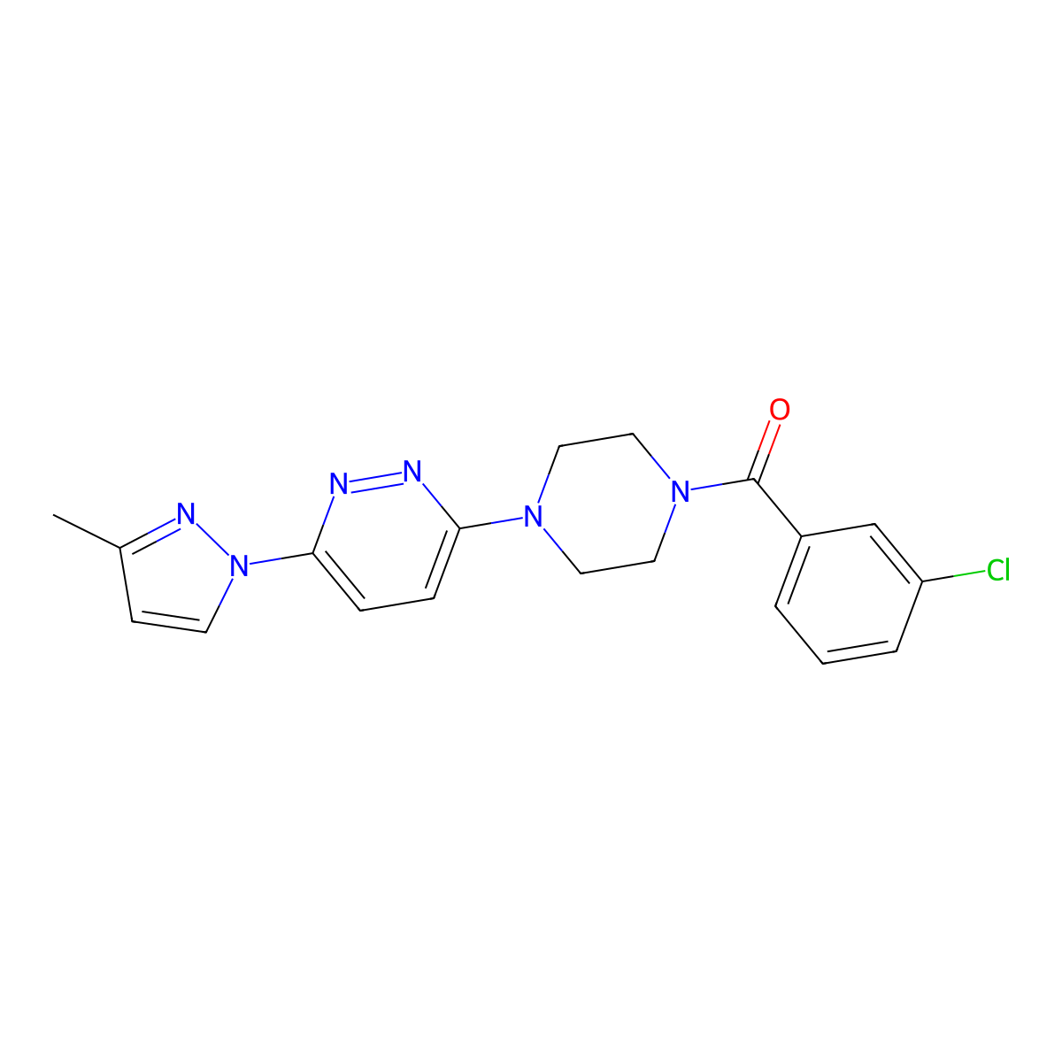 3-[4-(3-chlorobenzoyl)piperazin-1-yl]-6-(3-methyl-1H-pyrazol-1-yl)pyridazine molecular structure, CAS 1019100-96-9