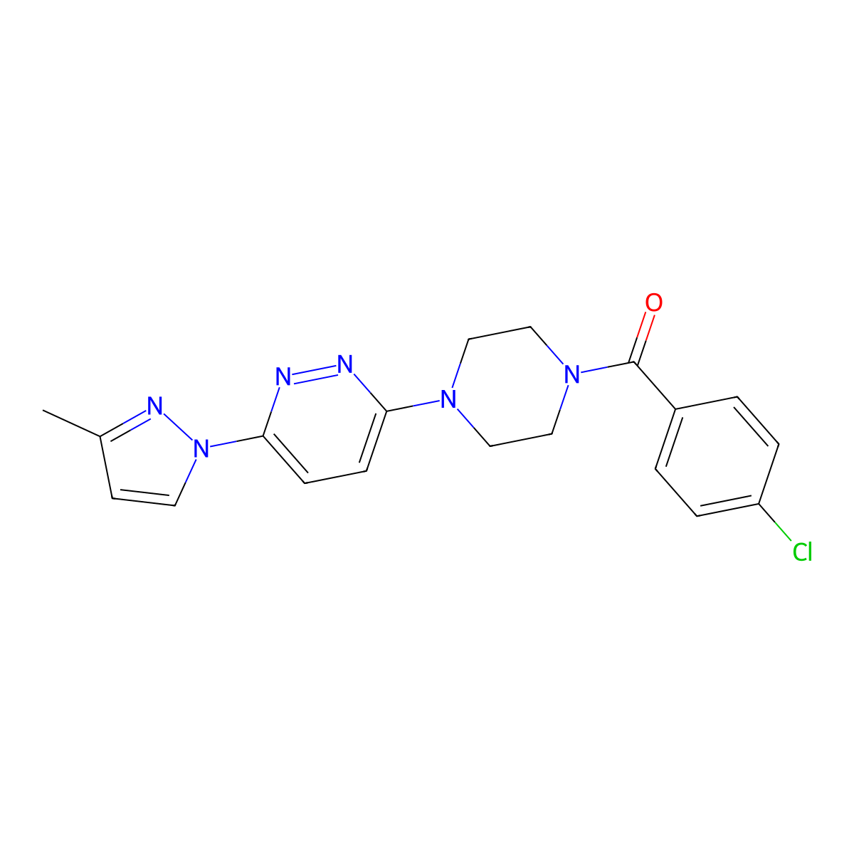 3-[4-(4-chlorobenzoyl)piperazin-1-yl]-6-(3-methyl-1H-pyrazol-1-yl)pyridazine molecular structure, CAS 1019100-98-1