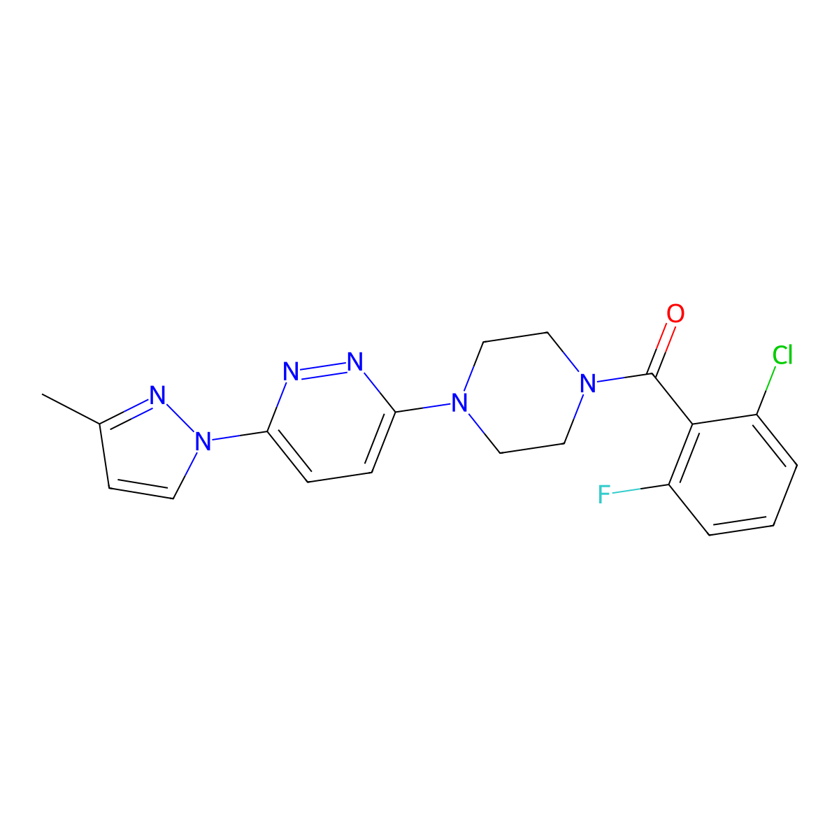 3-[4-(2-chloro-6-fluorobenzoyl)piperazin-1-yl]-6-(3-methyl-1H-pyrazol-1-yl)pyridazine molecular structure, CAS 1019101-04-2
