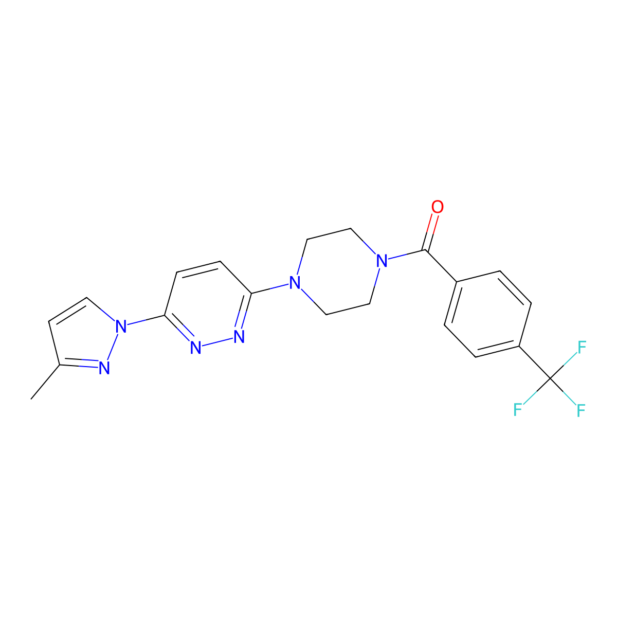 3-(3-methyl-1H-pyrazol-1-yl)-6-{4-[4-(trifluoromethyl)benzoyl]piperazin-1-yl}pyridazine molecular structure, CAS 1019101-10-0