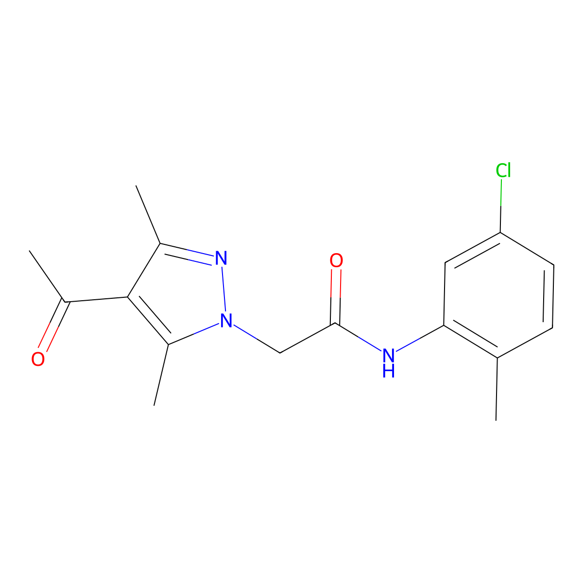 2-(4-acetyl-3,5-dimethyl-1H-pyrazol-1-yl)-N-(5-chloro-2-methylphenyl)acetamide molecular structure, CAS 1019101-13-3