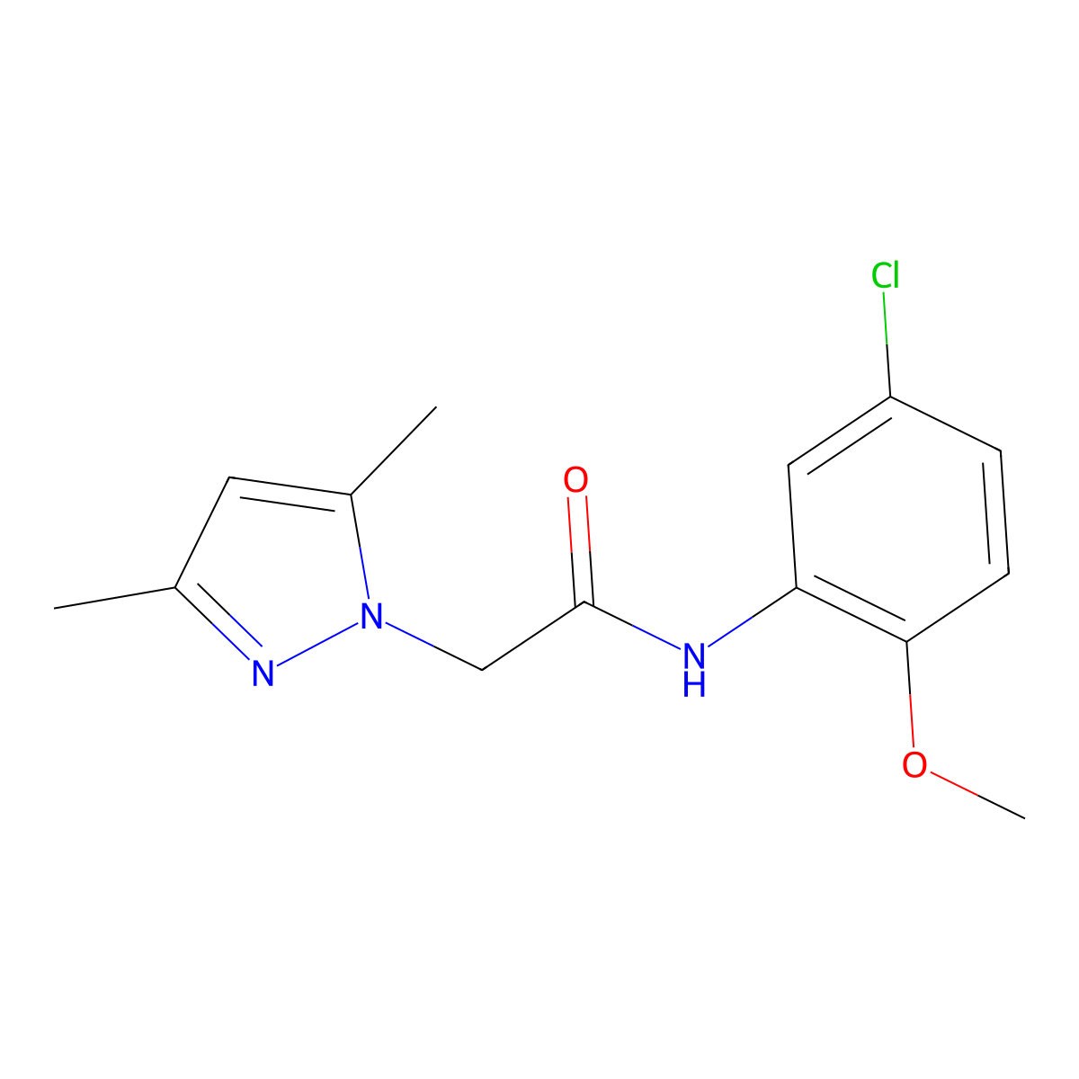 N-(5-chloro-2-methoxyphenyl)-2-(3,5-dimethyl-1H-pyrazol-1-yl)acetamide molecular structure, CAS 1019101-22-4