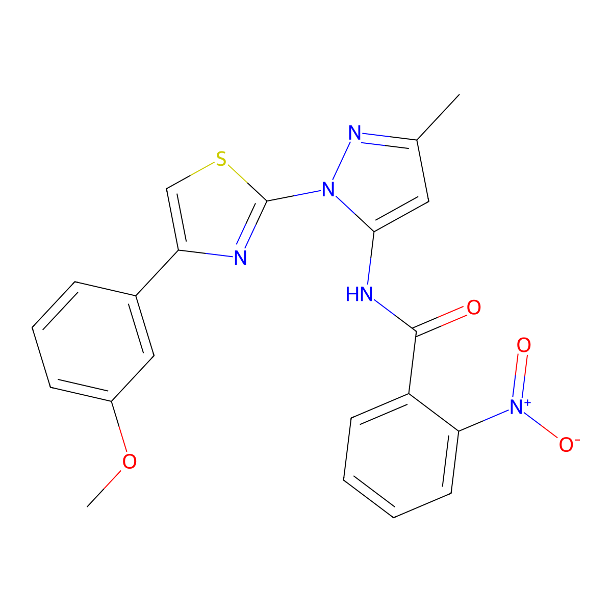 N-(1-(4-(3-methoxyphenyl)thiazol-2-yl)-3-methyl-1H-pyrazol-5-yl)-2-nitrobenzamide molecular structure, CAS 1019102-56-7