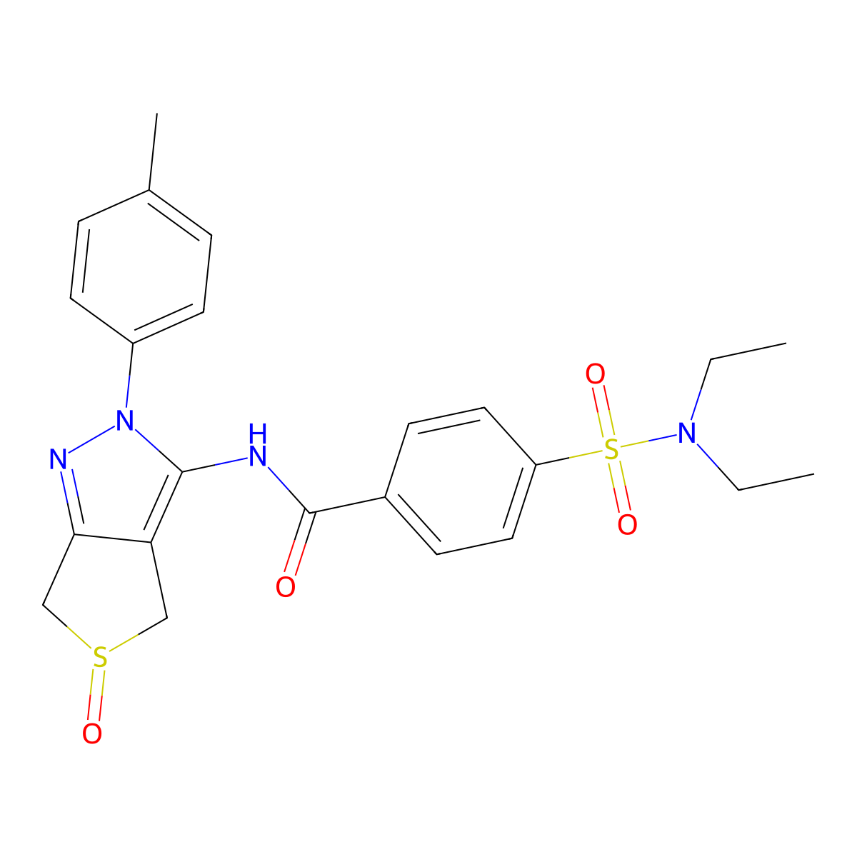 4-(N,N-diethylsulfamoyl)-N-(5-oxido-2-(p-tolyl)-4,6-dihydro-2H-thieno[3,4-c]pyrazol-3-yl)benzamide molecular structure, CAS 1019102-78-3