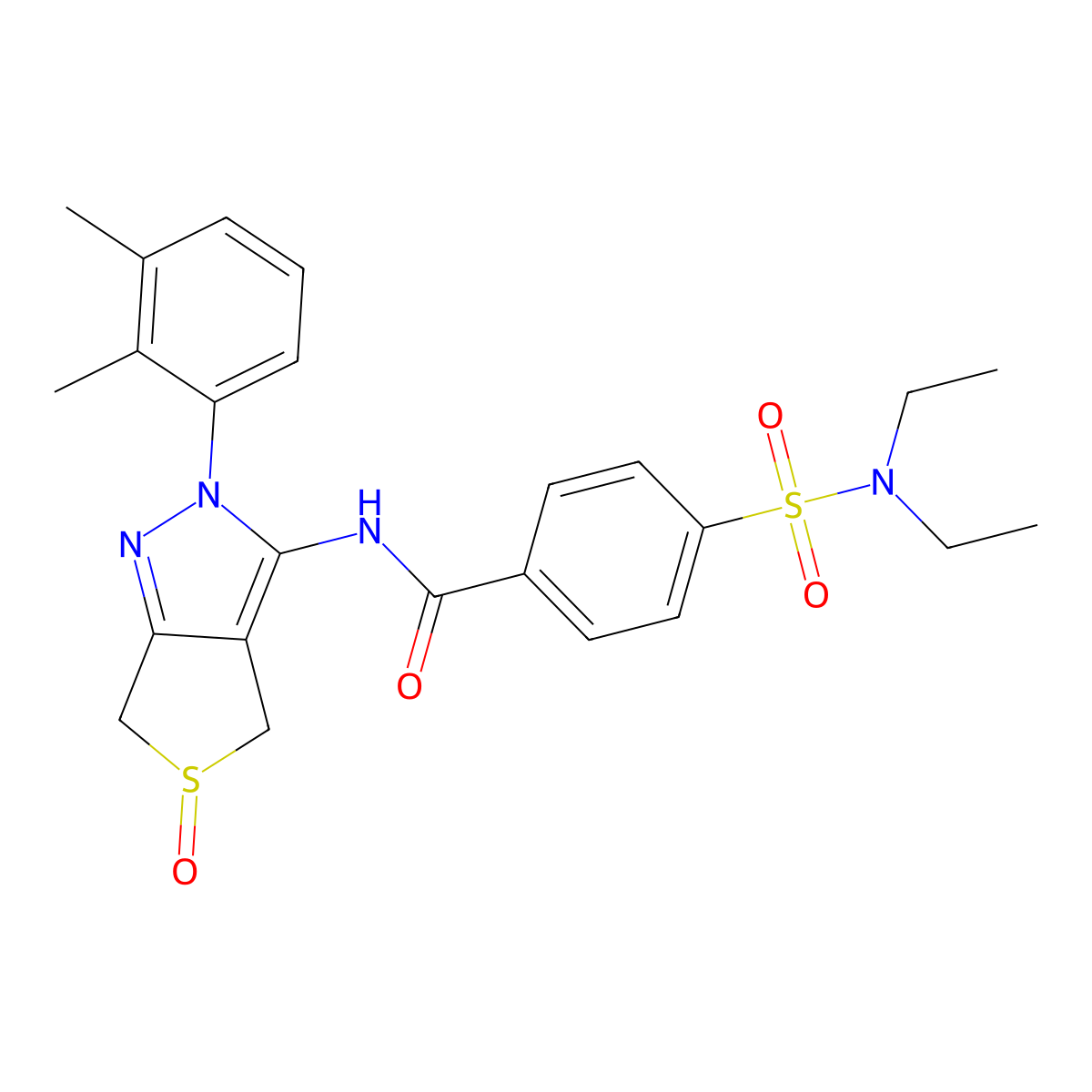4-(diethylsulfamoyl)-N-[2-(2,3-dimethylphenyl)-5-oxo-4,6-dihydrothieno[3,4-c]pyrazol-3-yl]benzamide molecular structure, CAS 1019102-86-3
