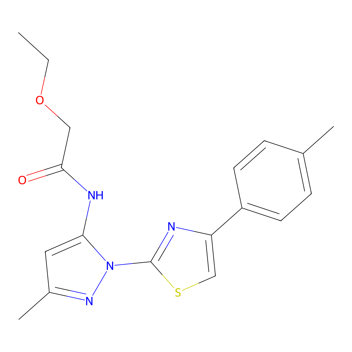 2-ethoxy-N-{3-methyl-1-[4-(4-methylphenyl)-1,3-thiazol-2-yl]-1H-pyrazol-5-yl}acetamide molecular structure, CAS 1019102-91-0