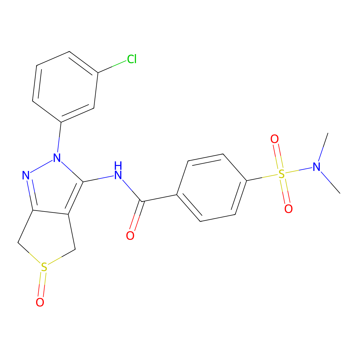 N-(2-(3-chlorophenyl)-5-oxido-4,6-dihydro-2H-thieno[3,4-c]pyrazol-3-yl)-4-(N,N-dimethylsulfamoyl)benzamide molecular structure, CAS 1019102-92-1