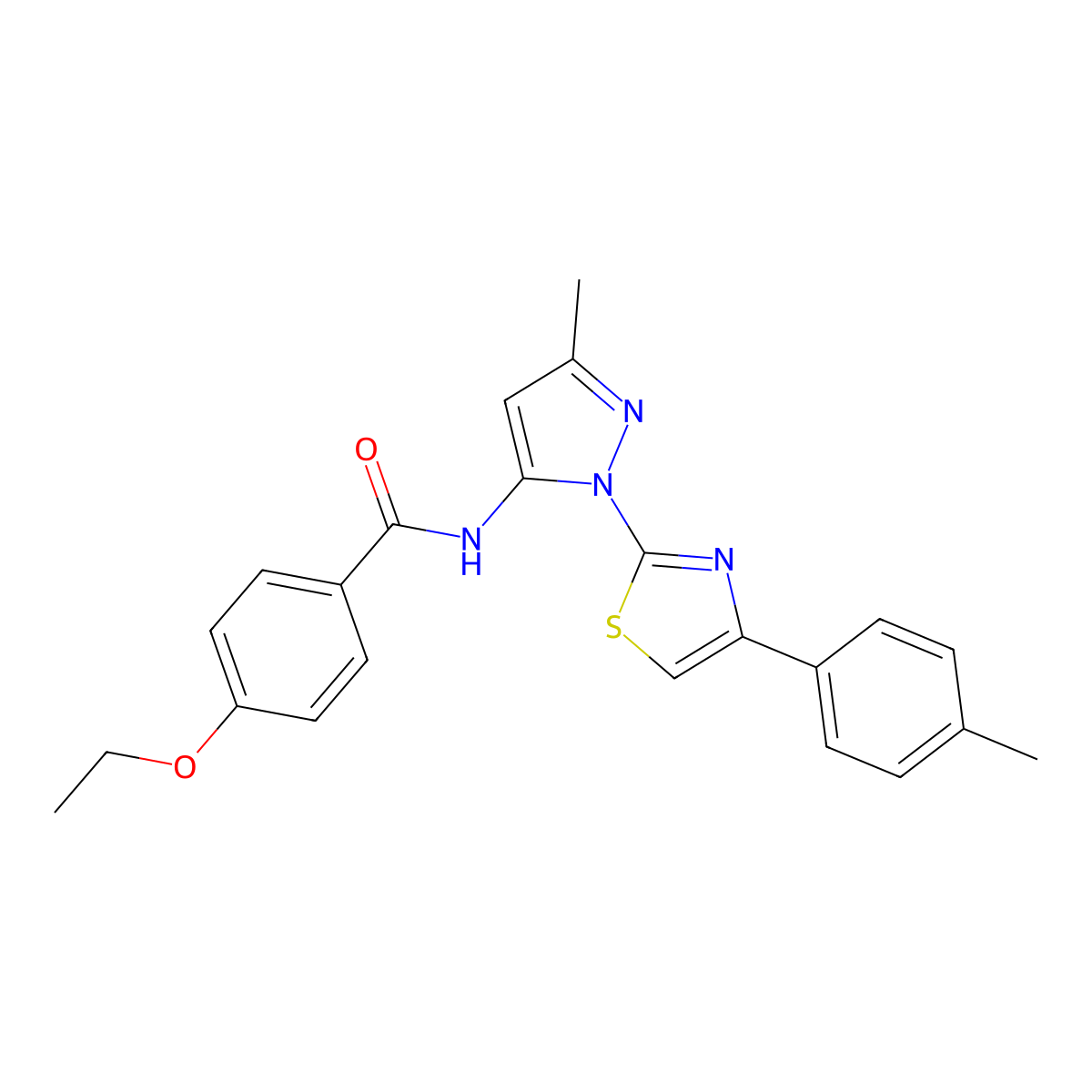 4-ethoxy-N-(3-methyl-1-(4-(p-tolyl)thiazol-2-yl)-1H-pyrazol-5-yl)benzamide molecular structure, CAS 1019102-96-5
