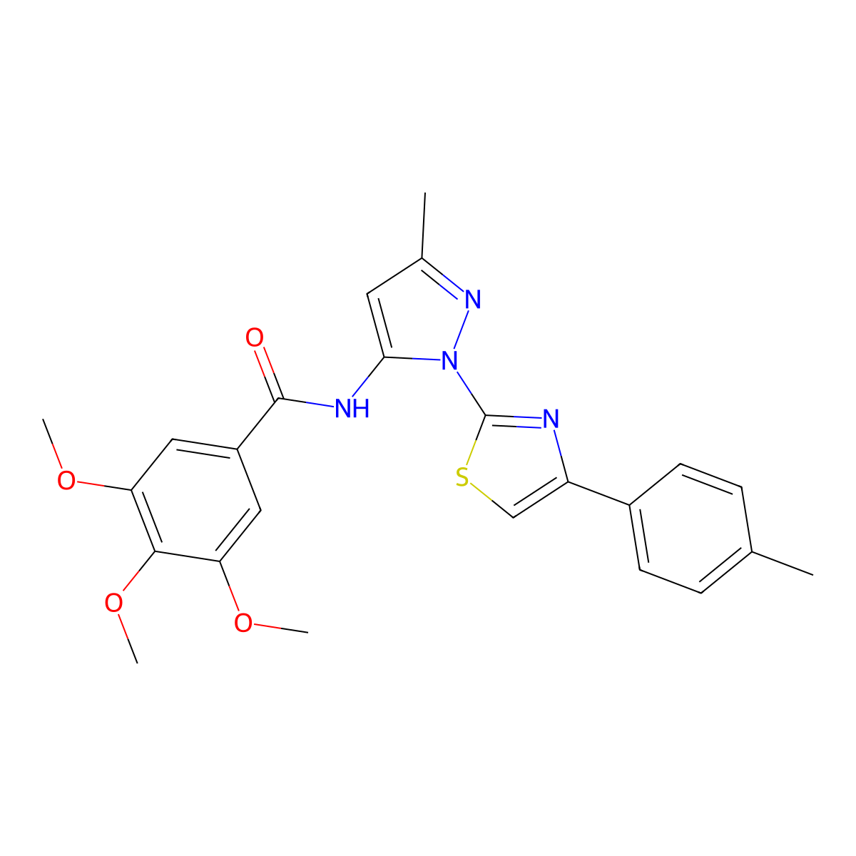 3,4,5-trimethoxy-N-(3-methyl-1-(4-(p-tolyl)thiazol-2-yl)-1H-pyrazol-5-yl)benzamide molecular structure, CAS 1019102-99-8
