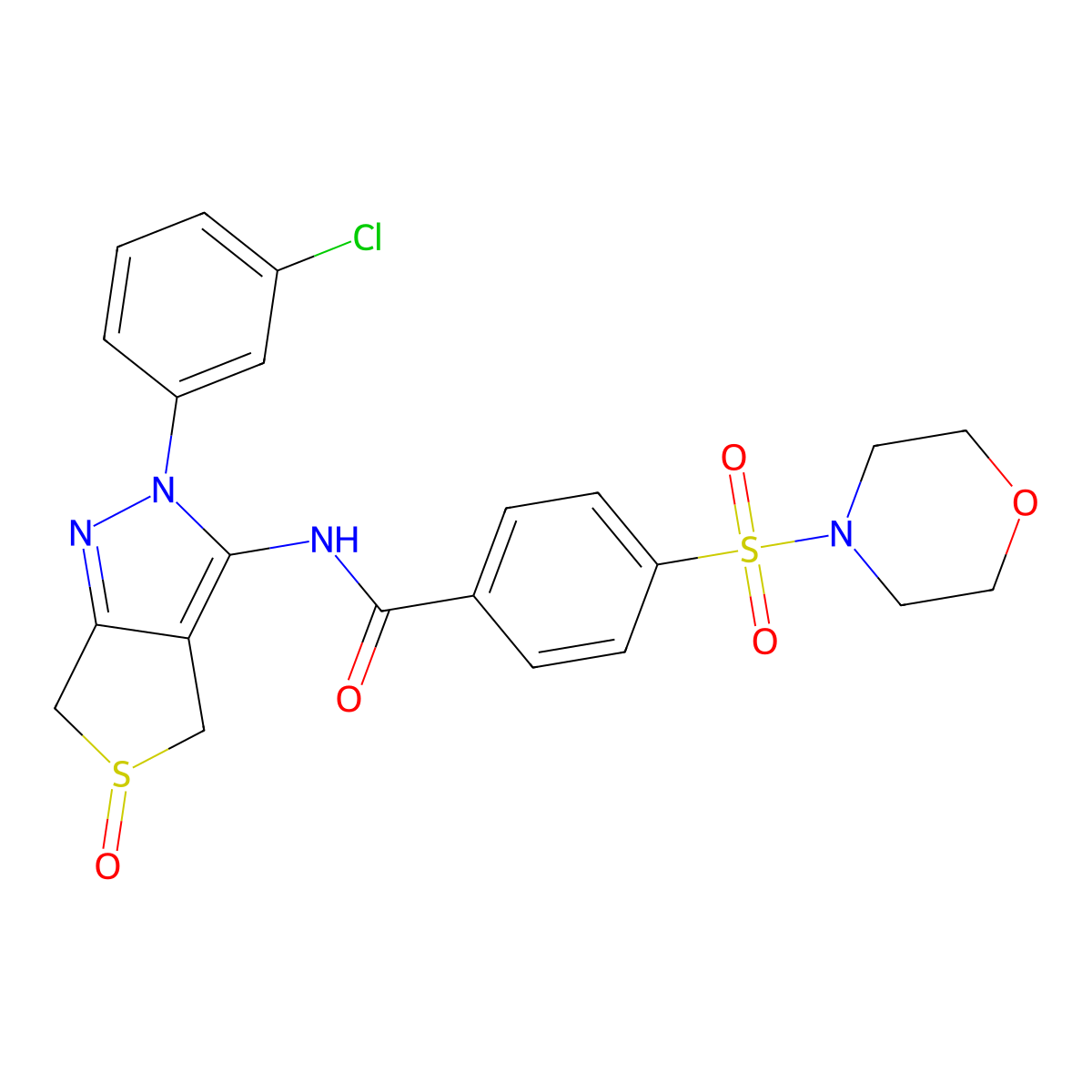 N-[2-(3-chlorophenyl)-5-oxo-4,6-dihydrothieno[3,4-c]pyrazol-3-yl]-4-morpholin-4-ylsulfonylbenzamide molecular structure, CAS 1019103-17-3