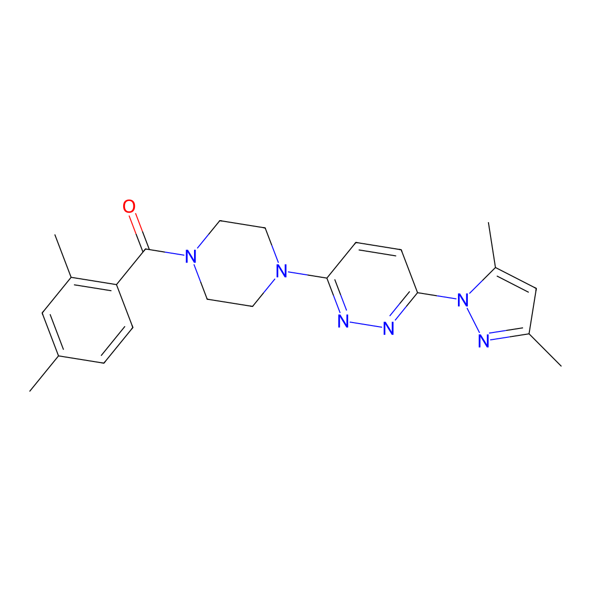 3-(3,5-dimethyl-1H-pyrazol-1-yl)-6-[4-(2,4-dimethylbenzoyl)piperazin-1-yl]pyridazine molecular structure, CAS 1019103-19-5
