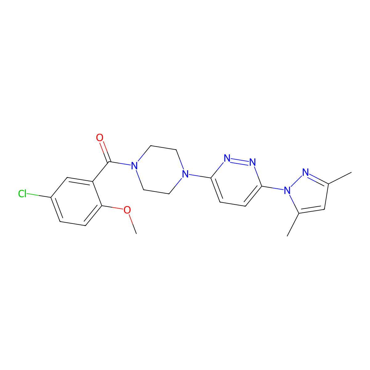 3-[4-(5-chloro-2-methoxybenzoyl)piperazin-1-yl]-6-(3,5-dimethyl-1H-pyrazol-1-yl)pyridazine molecular structure, CAS 1019103-23-1