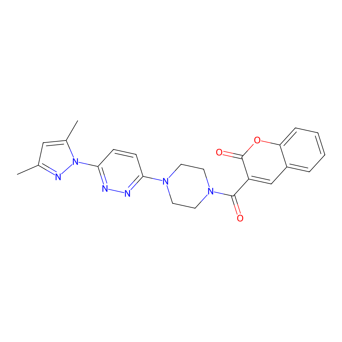 3-(4-(6-(3,5-dimethyl-1H-pyrazol-1-yl)pyridazin-3-yl)piperazine-1-carbonyl)-2H-chromen-2-one molecular structure, CAS 1019103-29-7