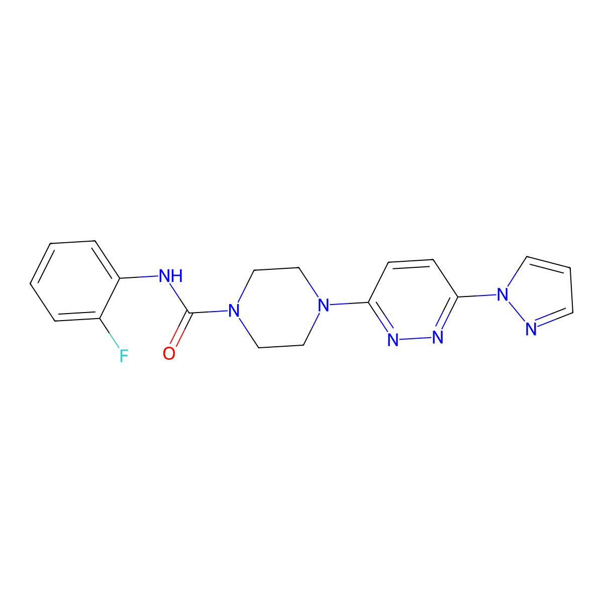 N-(2-fluorophenyl)-4-[6-(1H-pyrazol-1-yl)pyridazin-3-yl]piperazine-1-carboxamide molecular structure, CAS 1019103-31-1