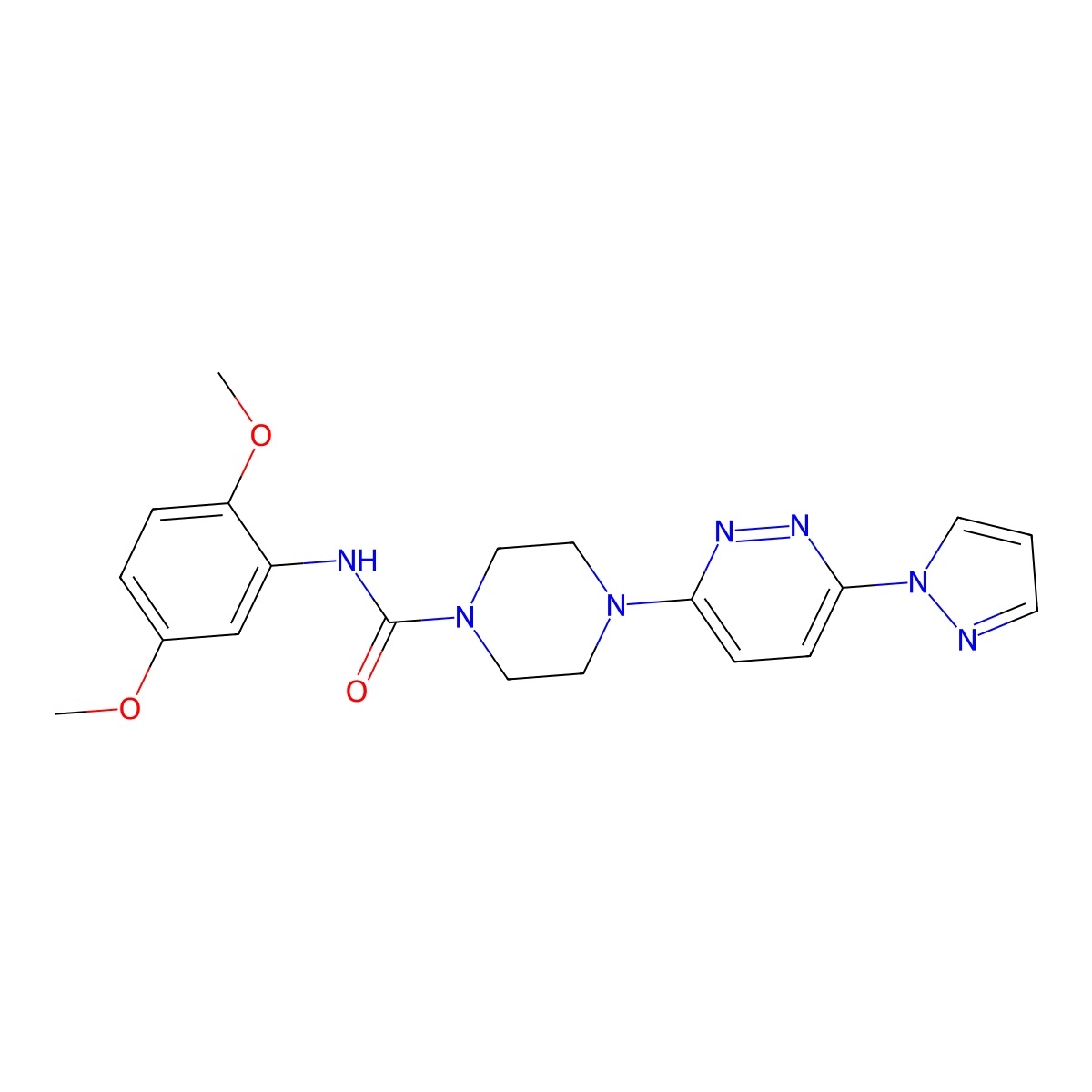 N-(2,5-dimethoxyphenyl)-4-[6-(1H-pyrazol-1-yl)pyridazin-3-yl]piperazine-1-carboxamide molecular structure, CAS 1019103-33-3