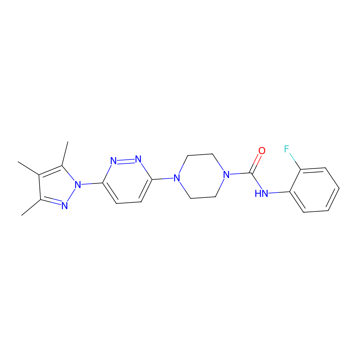 N-(2-fluorophenyl)-4-[6-(3,4,5-trimethyl-1H-pyrazol-1-yl)pyridazin-3-yl]piperazine-1-carboxamide molecular structure, CAS 1019103-37-7