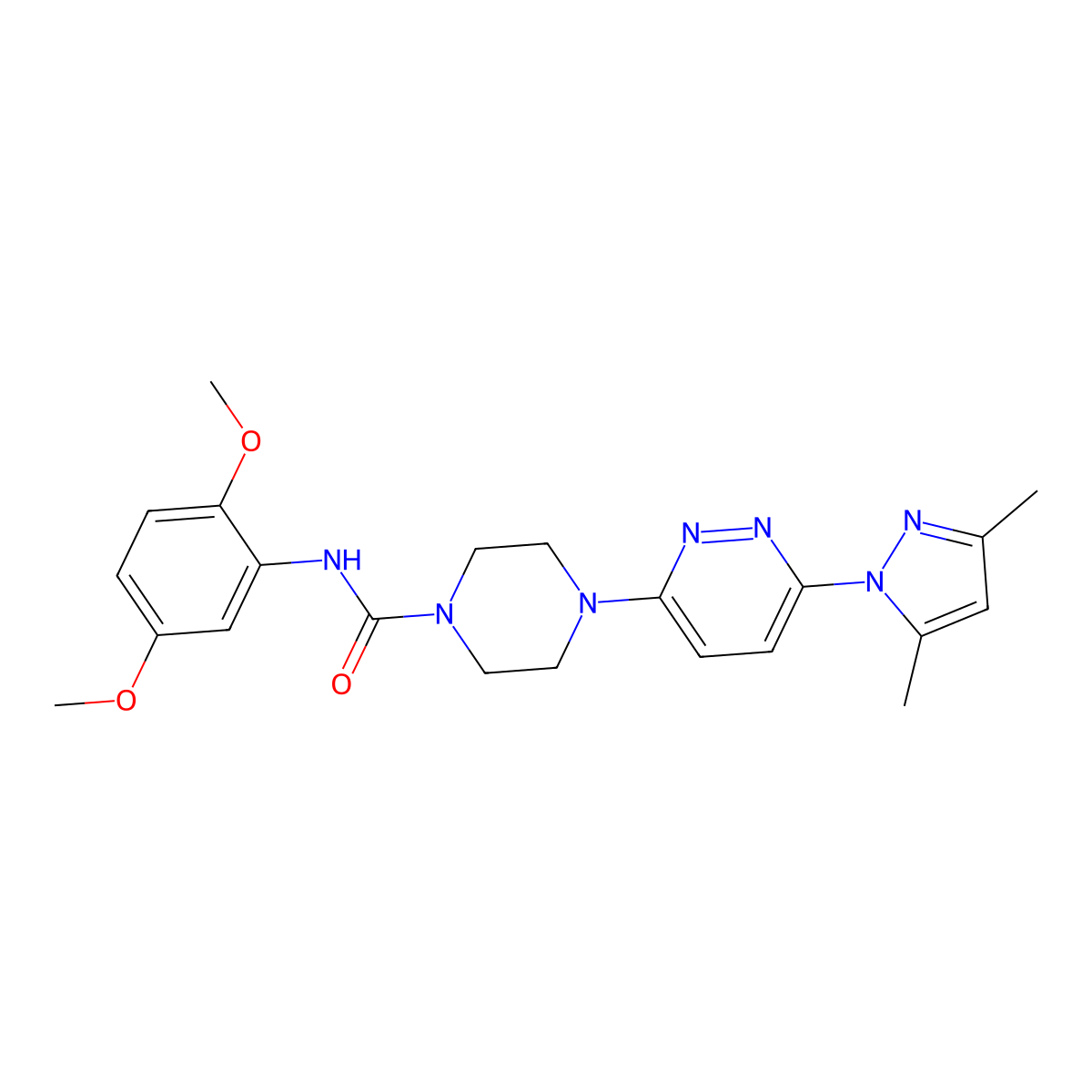N-(2,5-dimethoxyphenyl)-4-[6-(3,5-dimethyl-1H-pyrazol-1-yl)pyridazin-3-yl]piperazine-1-carboxamide molecular structure, CAS 1019103-41-3