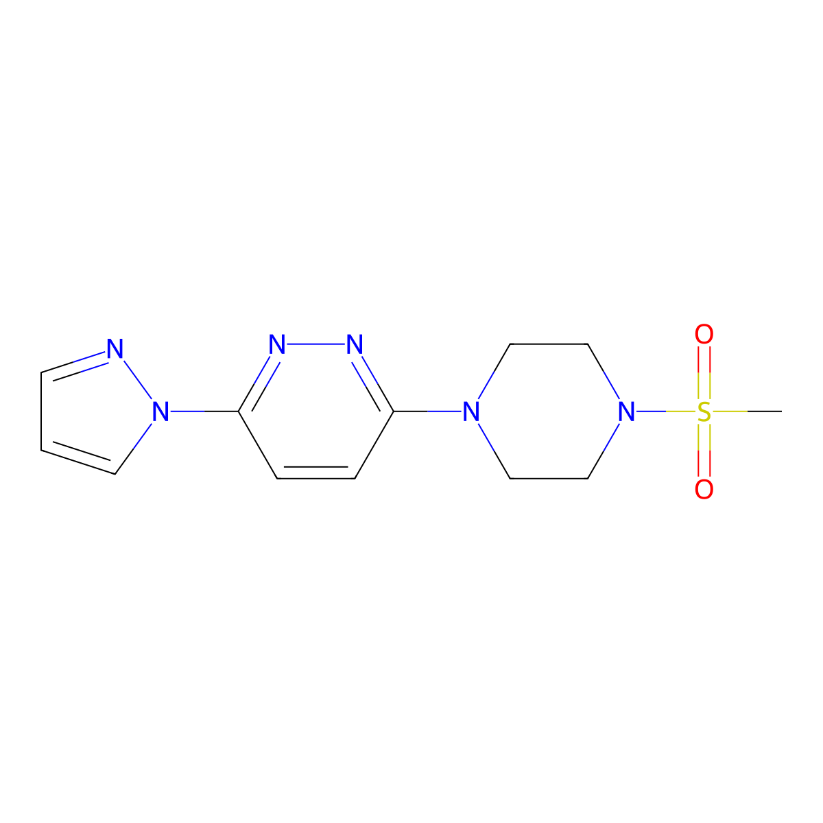3-(4-methanesulfonylpiperazin-1-yl)-6-(1H-pyrazol-1-yl)pyridazine molecular structure, CAS 1019103-43-5