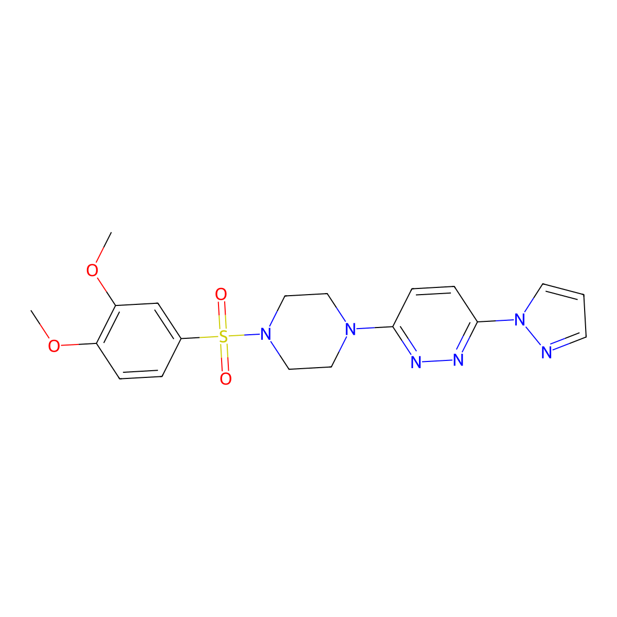 3-[4-(3,4-dimethoxybenzenesulfonyl)piperazin-1-yl]-6-(1H-pyrazol-1-yl)pyridazine molecular structure, CAS 1019103-47-9