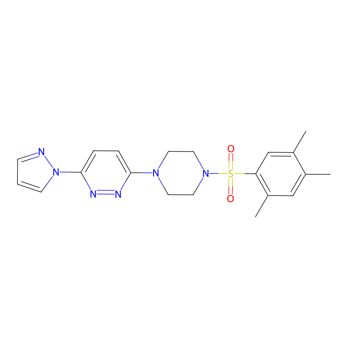 3-(1H-pyrazol-1-yl)-6-[4-(2,4,5-trimethylbenzenesulfonyl)piperazin-1-yl]pyridazine molecular structure, CAS 1019103-52-6