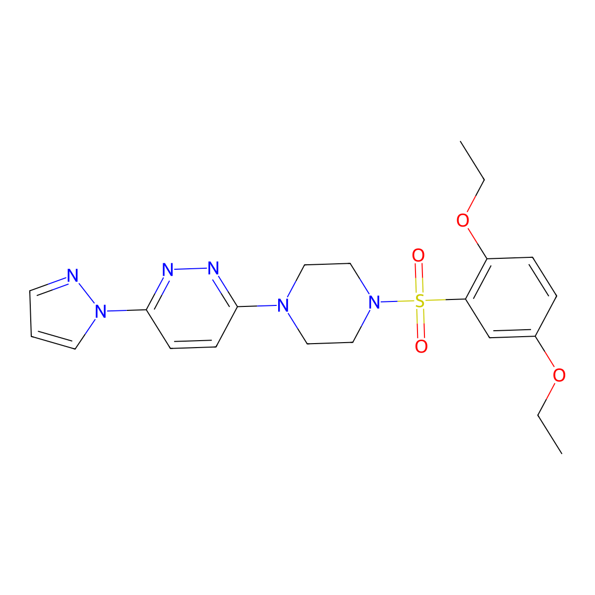3-[4-(2,5-diethoxybenzenesulfonyl)piperazin-1-yl]-6-(1H-pyrazol-1-yl)pyridazine molecular structure, CAS 1019103-56-0