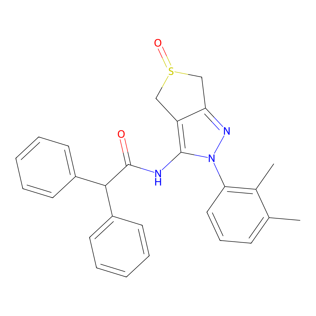 N-(2-(2,3-dimethylphenyl)-5-oxido-4,6-dihydro-2H-thieno[3,4-c]pyrazol-3-yl)-2,2-diphenylacetamide molecular structure, CAS 1019103-69-5