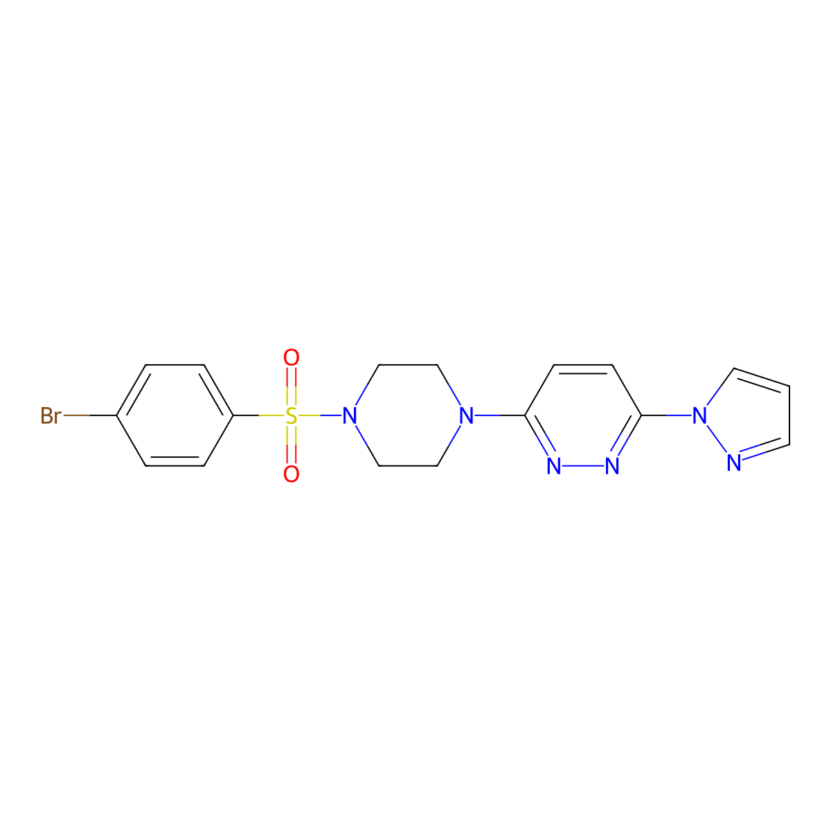 3-[4-(4-bromobenzenesulfonyl)piperazin-1-yl]-6-(1H-pyrazol-1-yl)pyridazine molecular structure, CAS 1019103-70-8