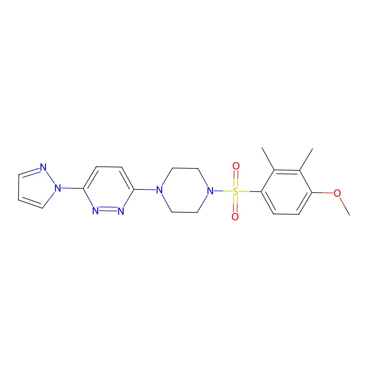 3-[4-(4-methoxy-2,3-dimethylbenzenesulfonyl)piperazin-1-yl]-6-(1H-pyrazol-1-yl)pyridazine molecular structure, CAS 1019103-76-4