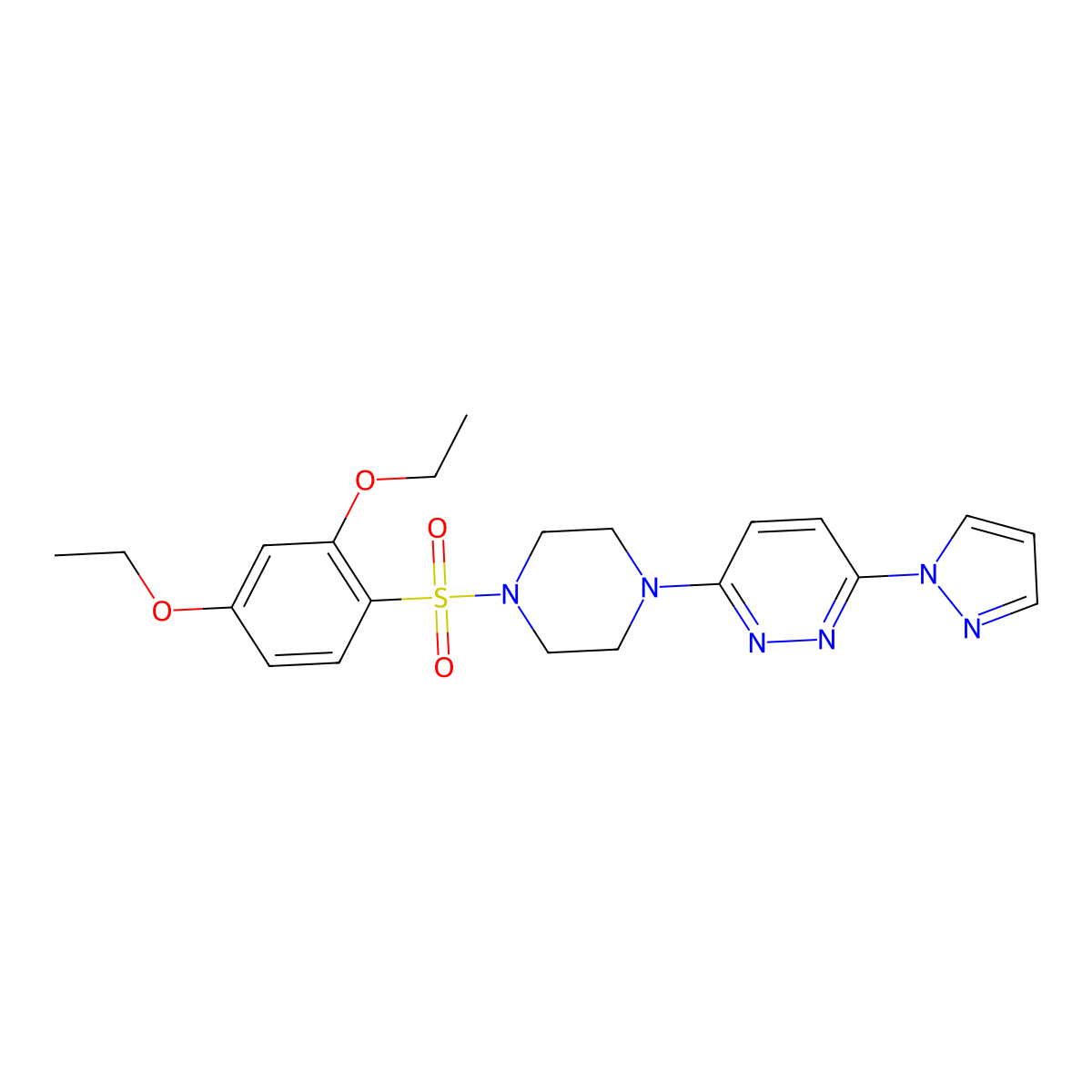 3-[4-(2,4-diethoxybenzenesulfonyl)piperazin-1-yl]-6-(1H-pyrazol-1-yl)pyridazine molecular structure, CAS 1019103-79-7